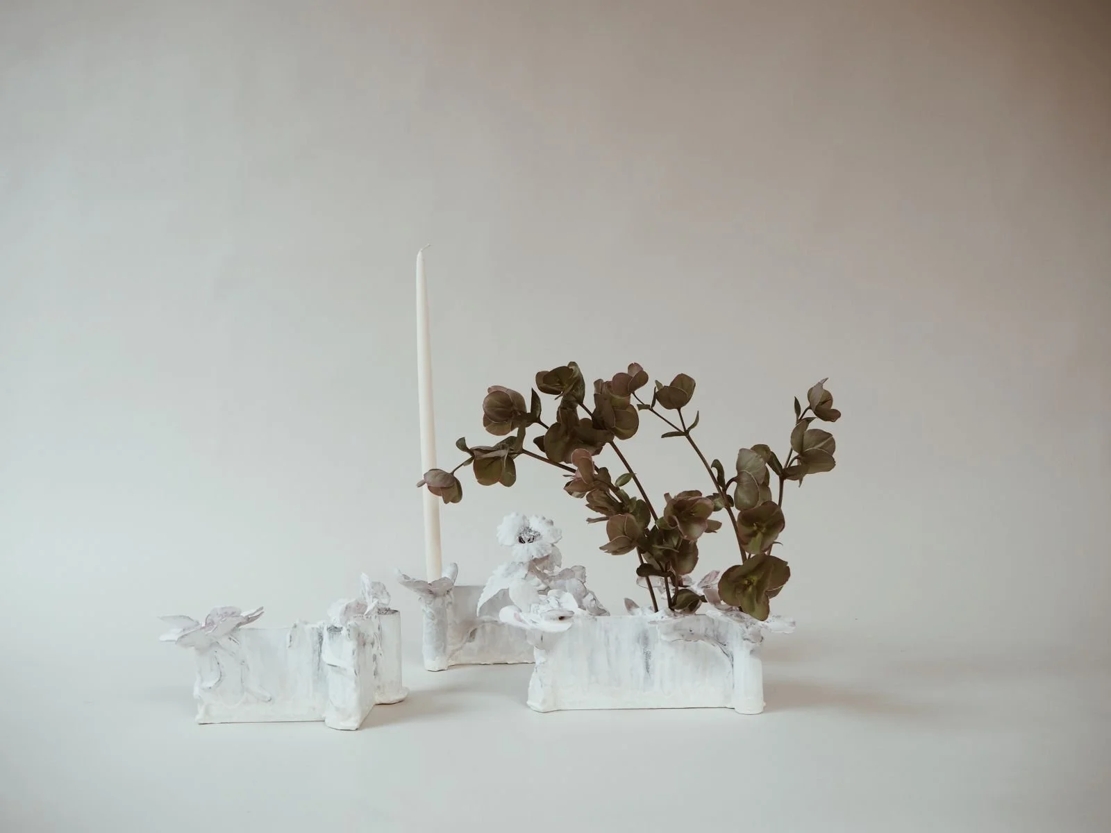 Centerpiece with Greenery and Candlestick
