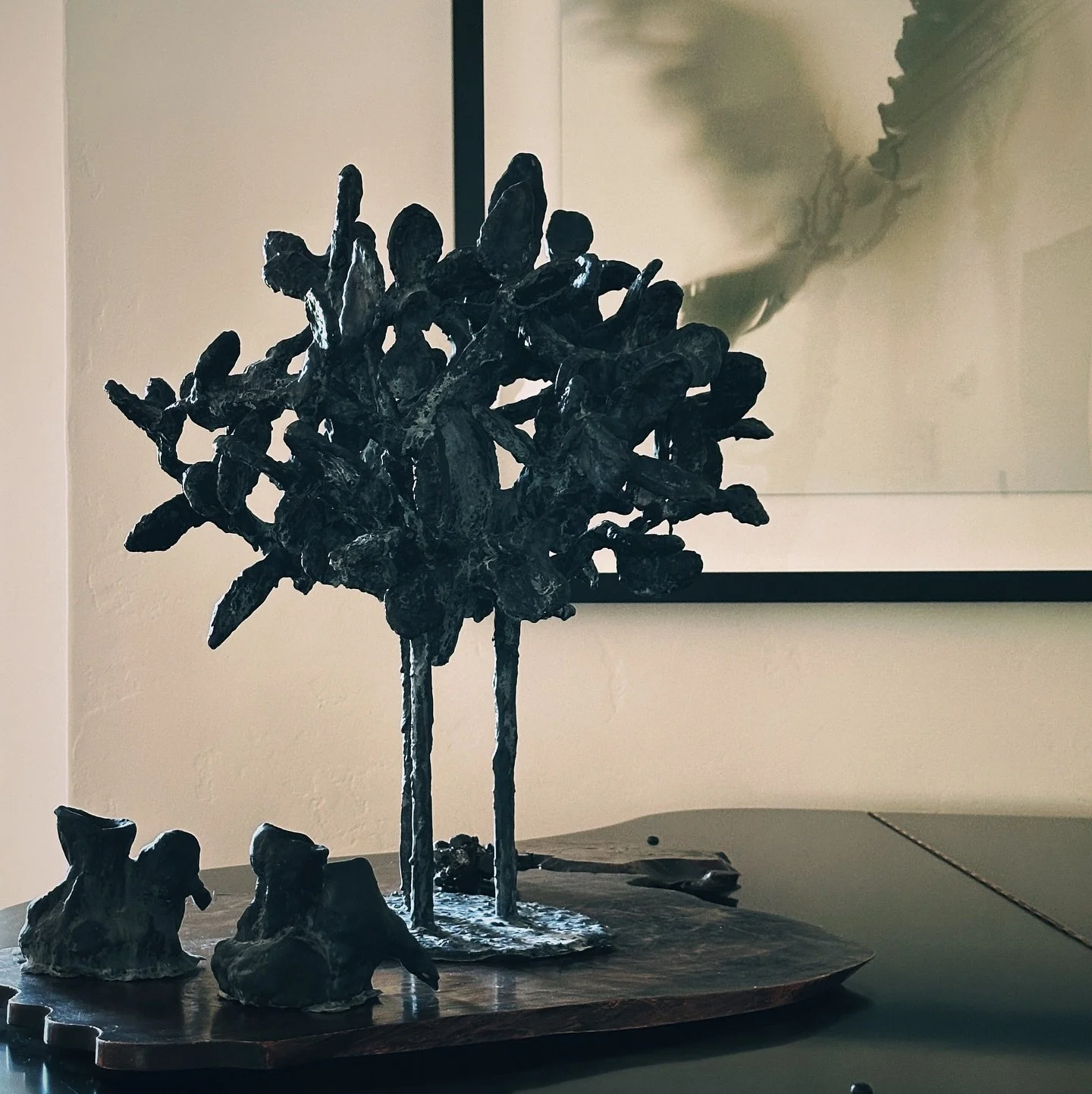 Our newest pieces are built and further formed through a stratification process: multiple layers of hand-applied non-fired glaze that we have been developing, each layer pigmented with earth minerals. Like sediment accumulating over time, this method