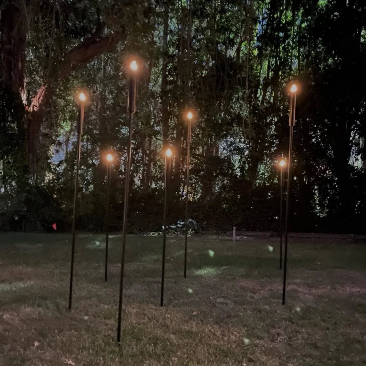 Metal stakes, battery operated candles. Outdoor and planter installations. Available in inventory.