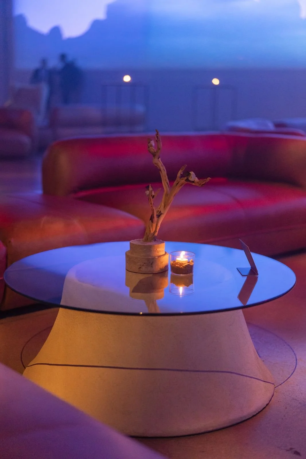 pyrite and wood coffee table accent
