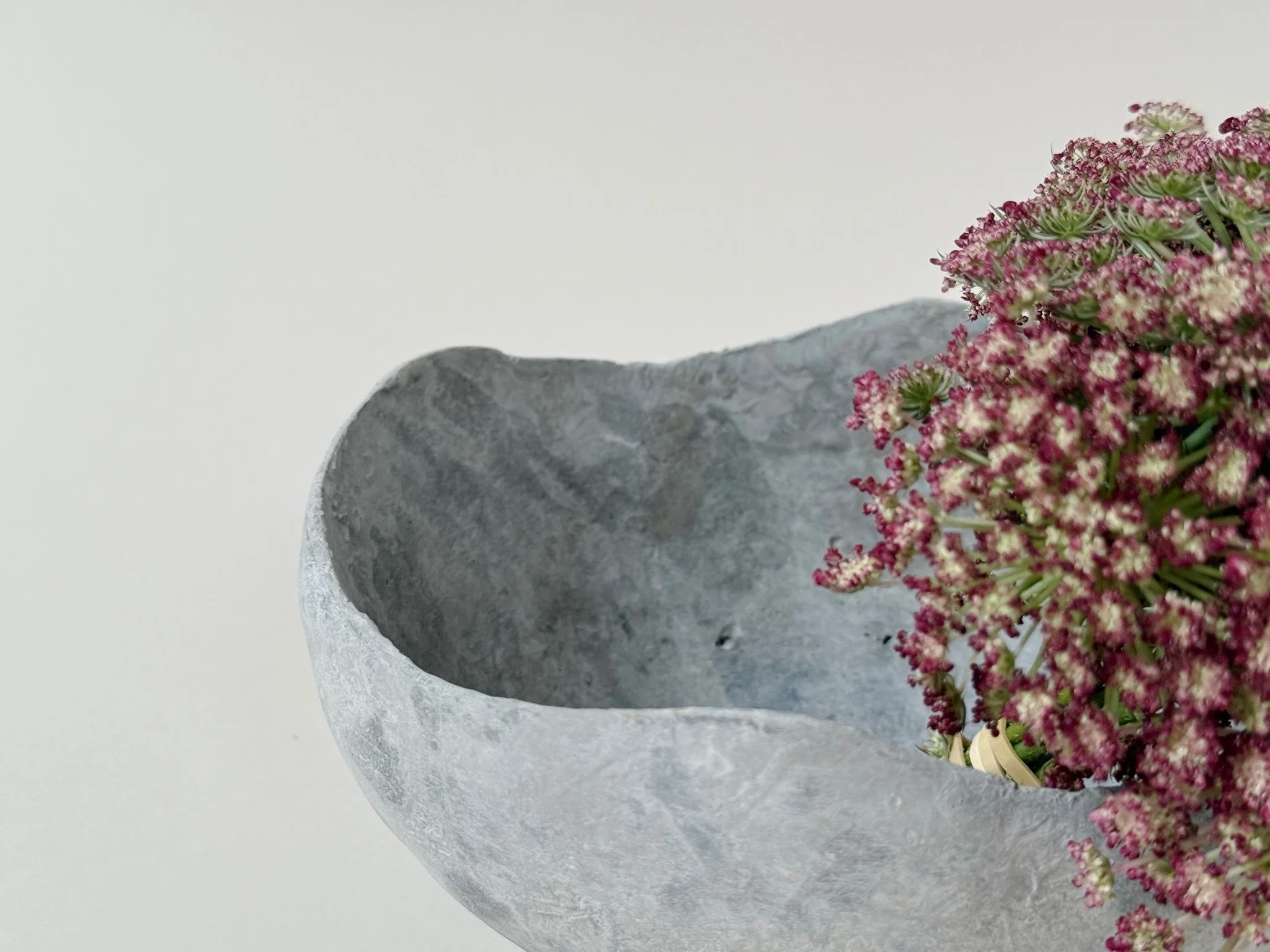 hand formed concrete bowl + Queen Anne's Lace