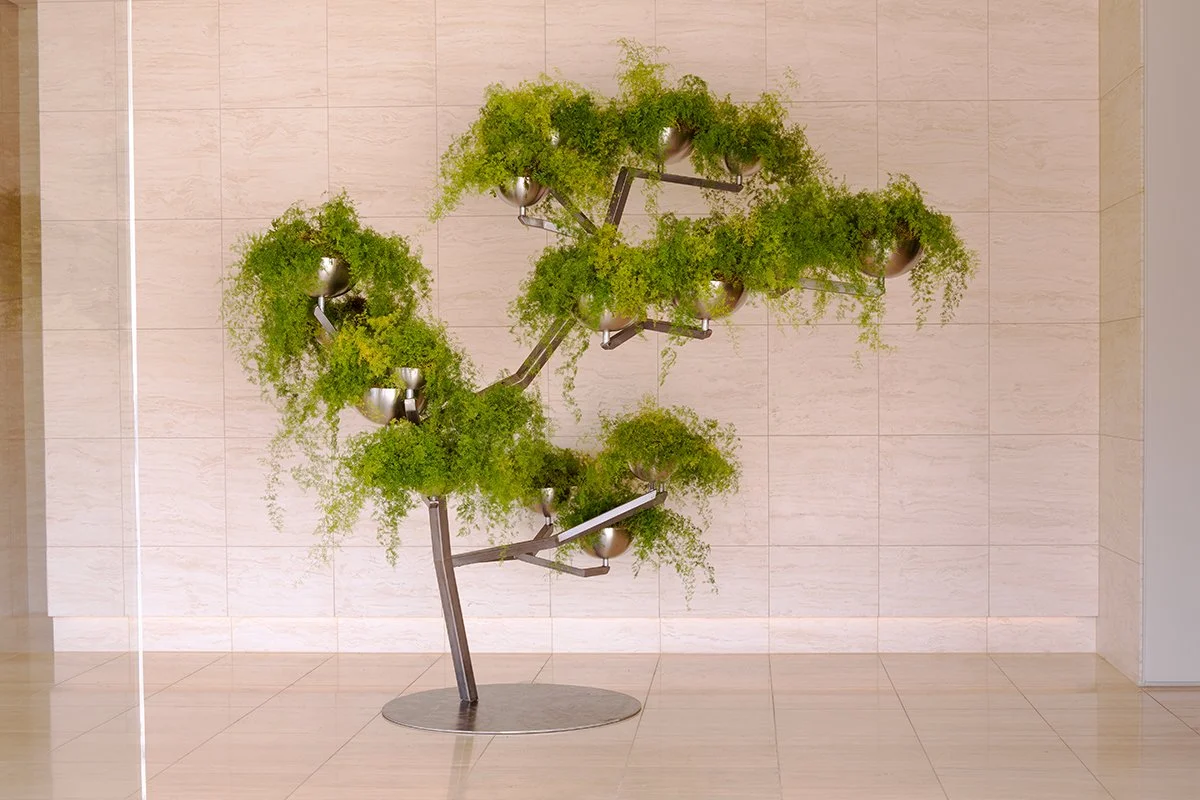 fabricated metal tree greenery install