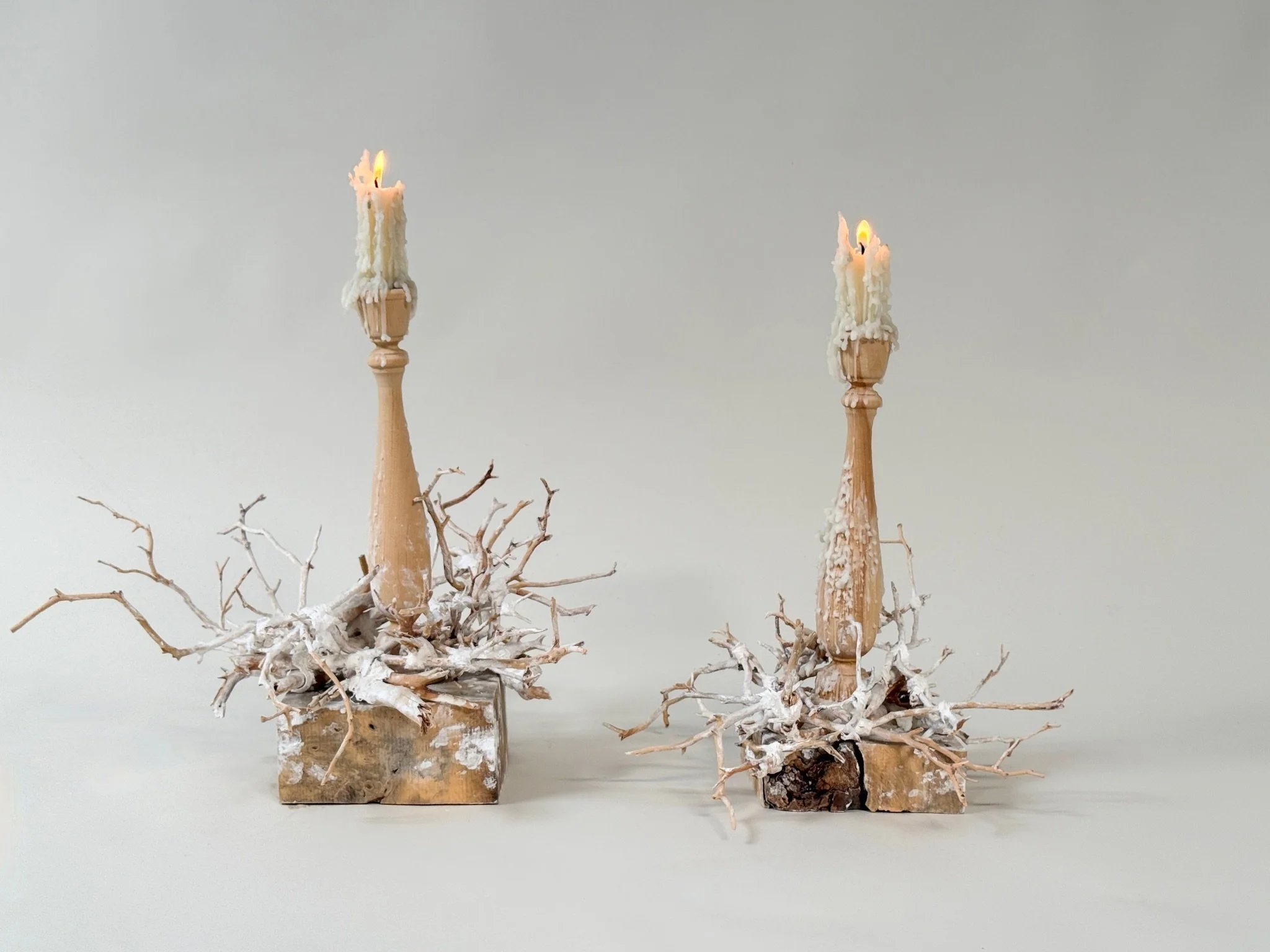  wood and branch candlesticks