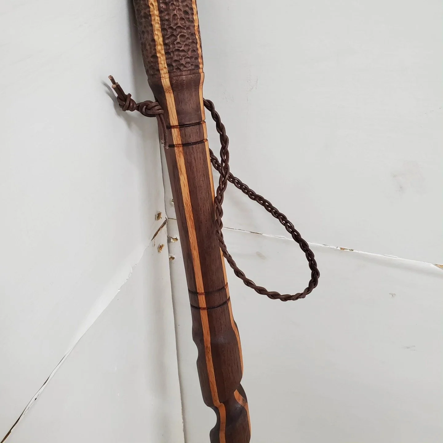 Walking stick made of walnut and red oak.