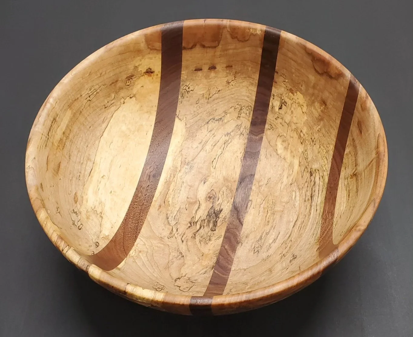 Spalted maple and walnut salad bowl.