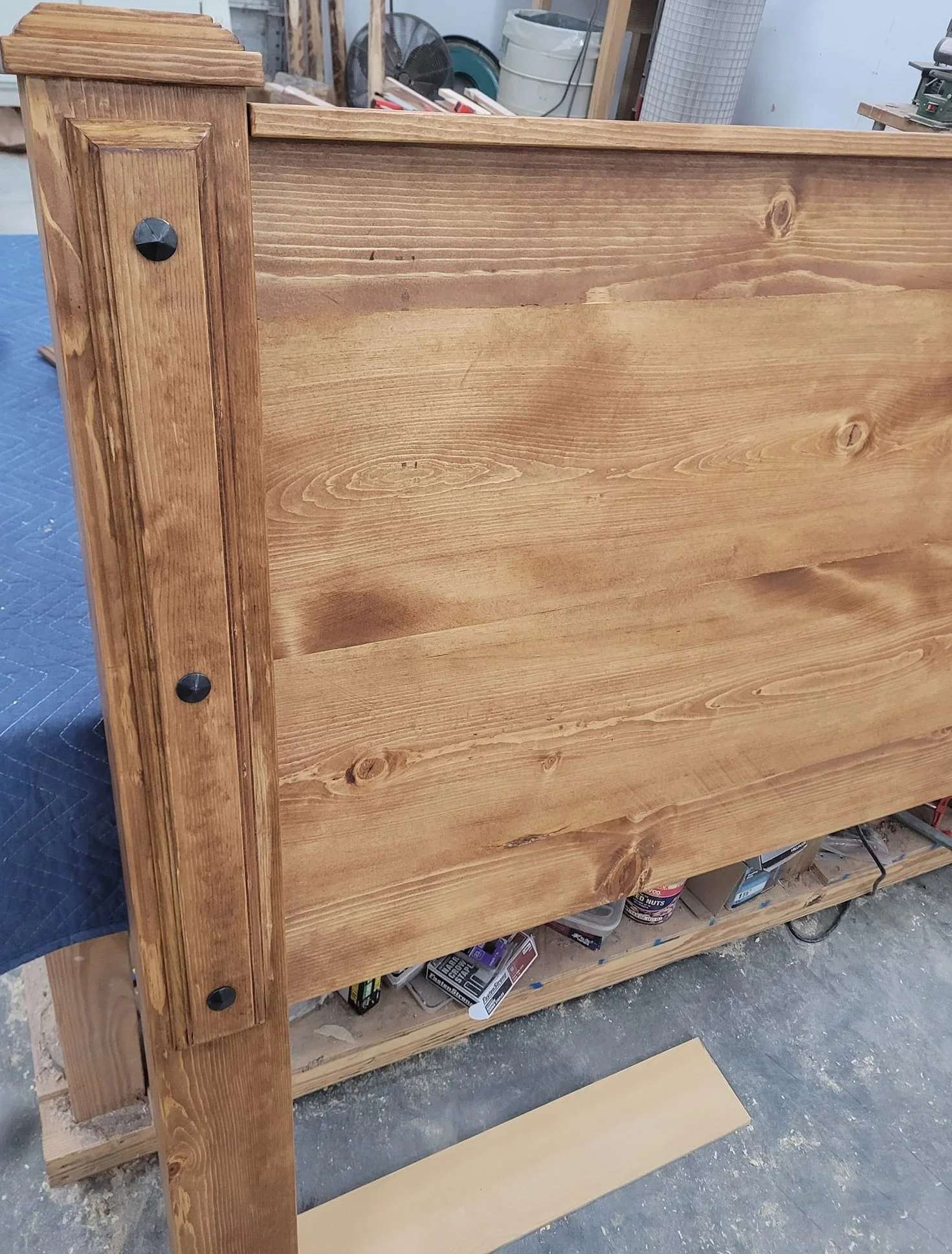 King-size headboard made with pine.