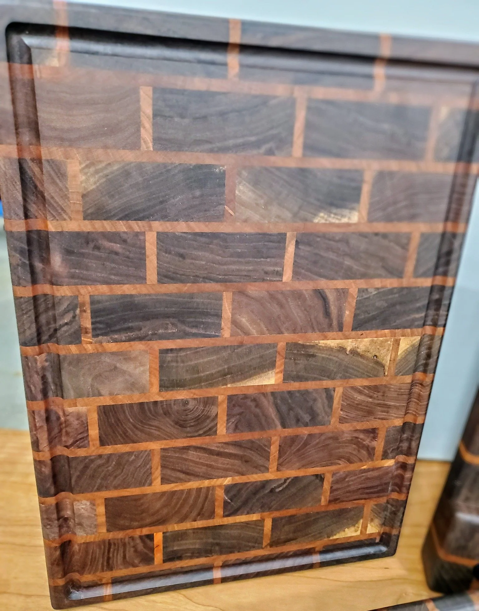 Walnut and cherry endgrain brick pattern cutting boards 