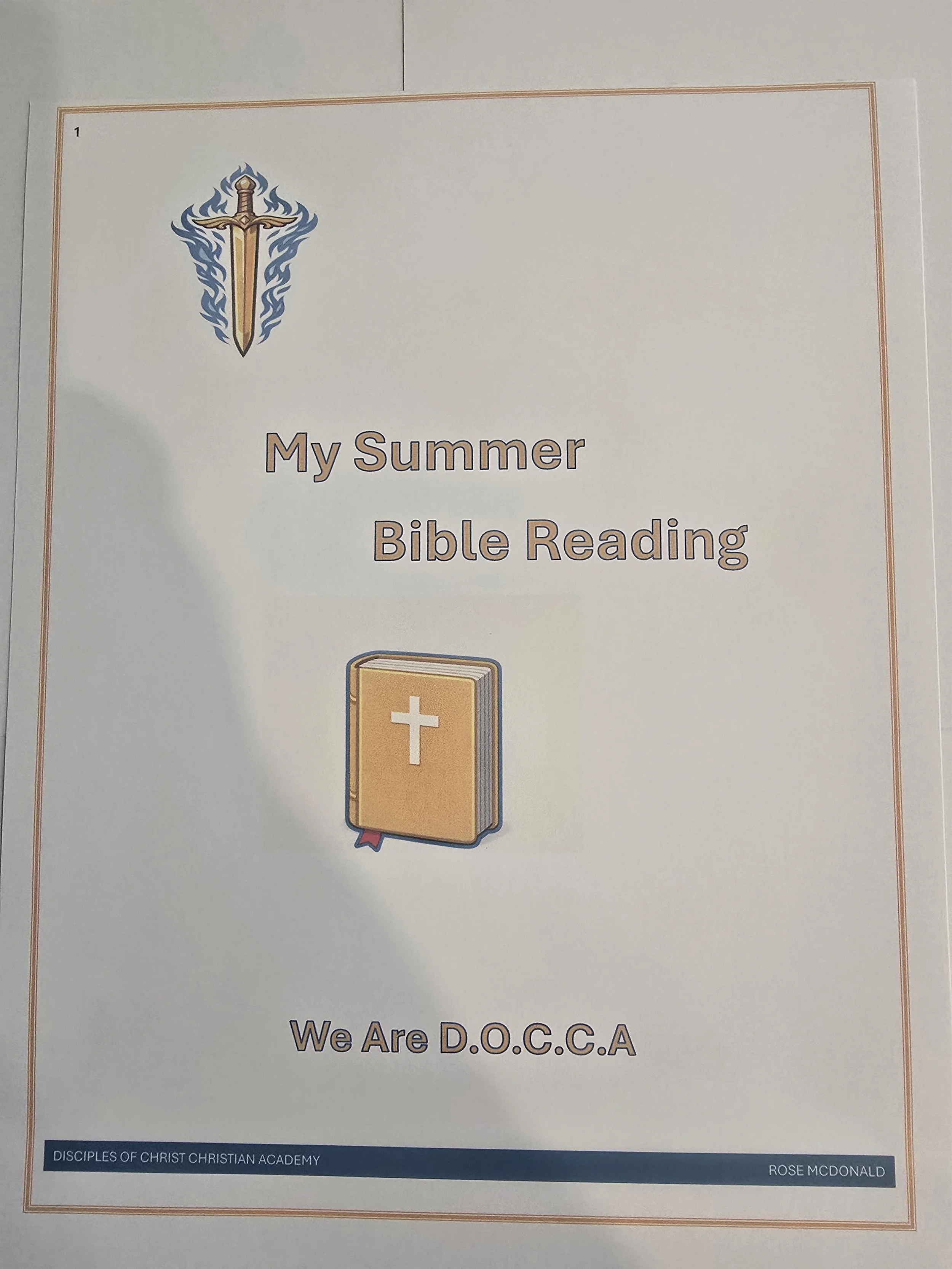 Summer Bible Reading Curriculum