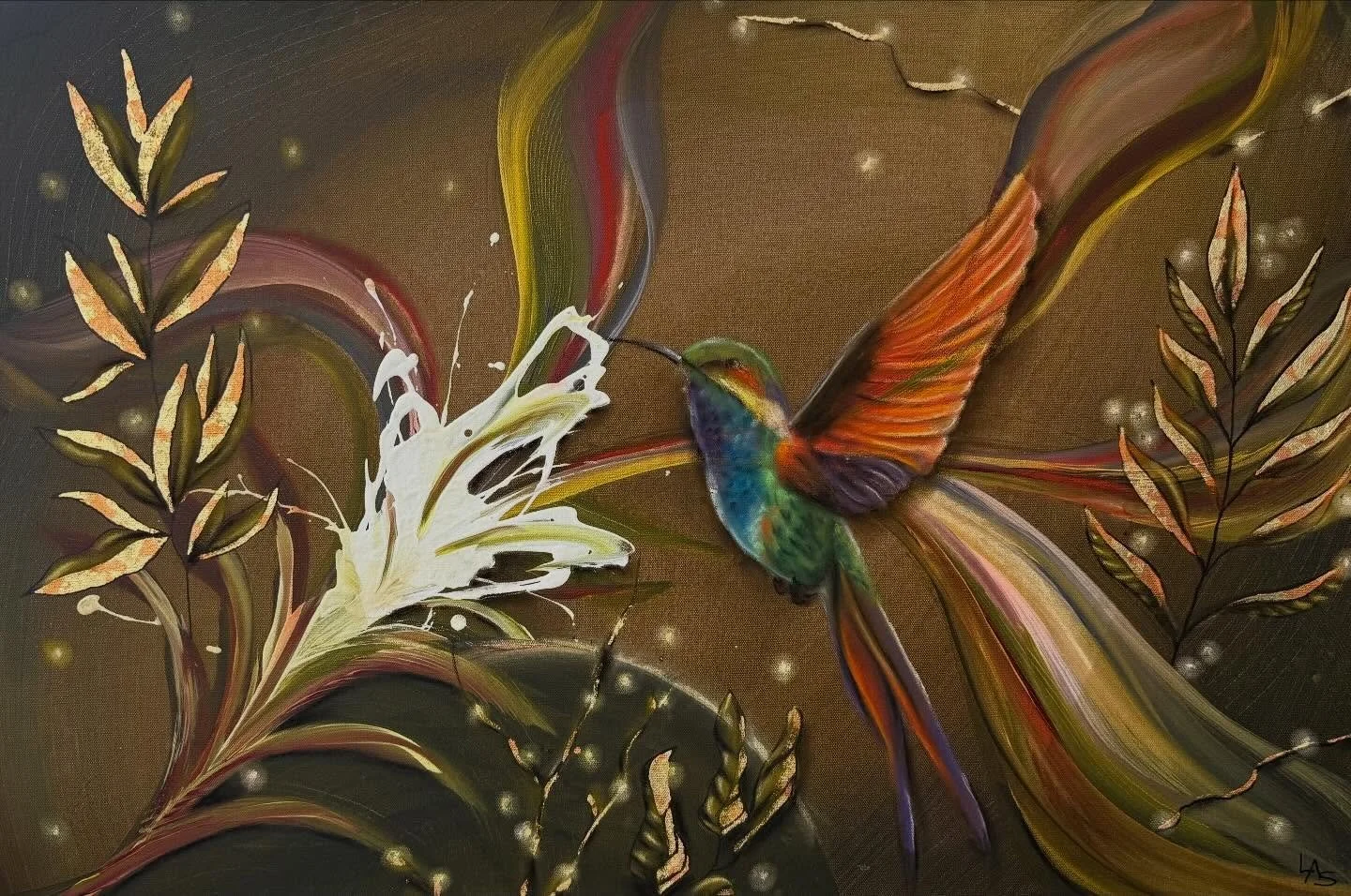 All done. Acrylic, soft pastels and gold leaf on canvas ❤️🎨 #mixedmediaartist