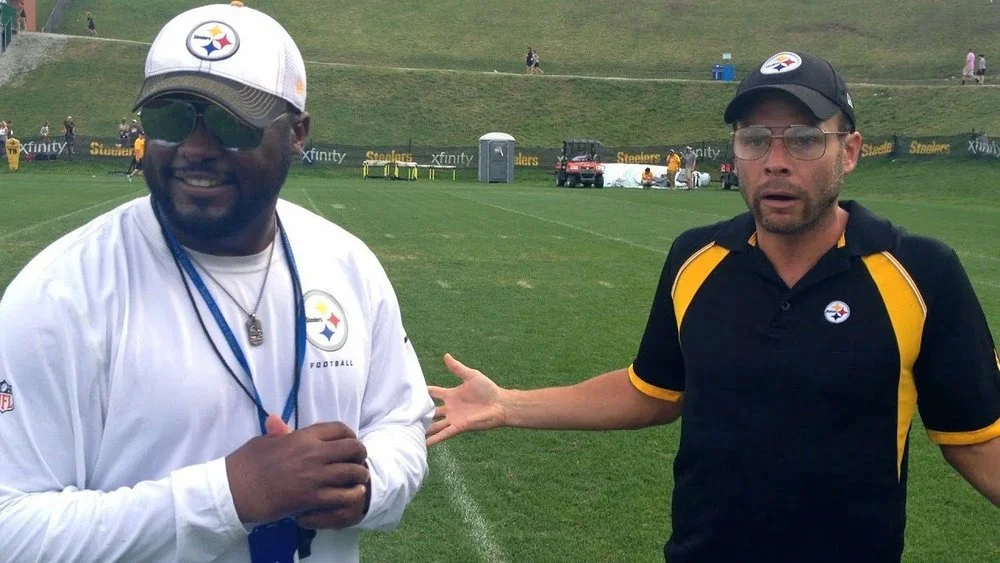 Pittsburgh Dad and coach Mike Tomlin at Steelers training camp.