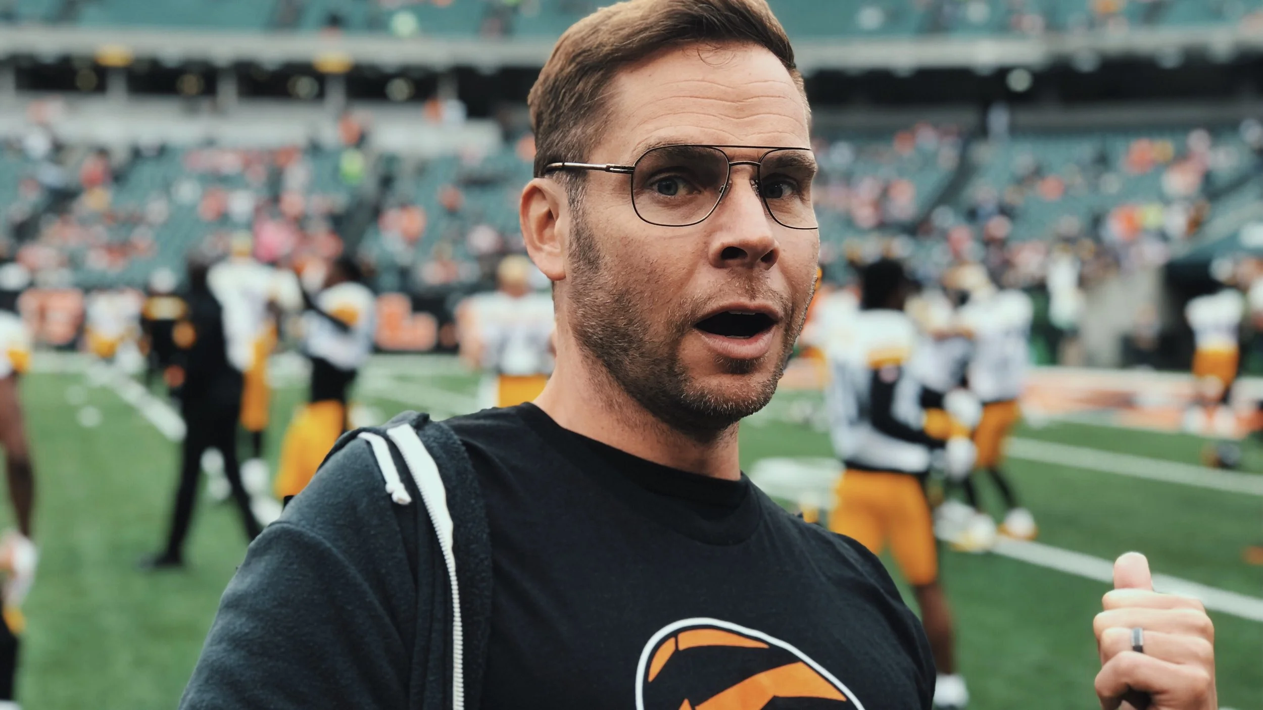 Pittsburgh Dad on the sideline at a Steelers game vs. the Bengals.
