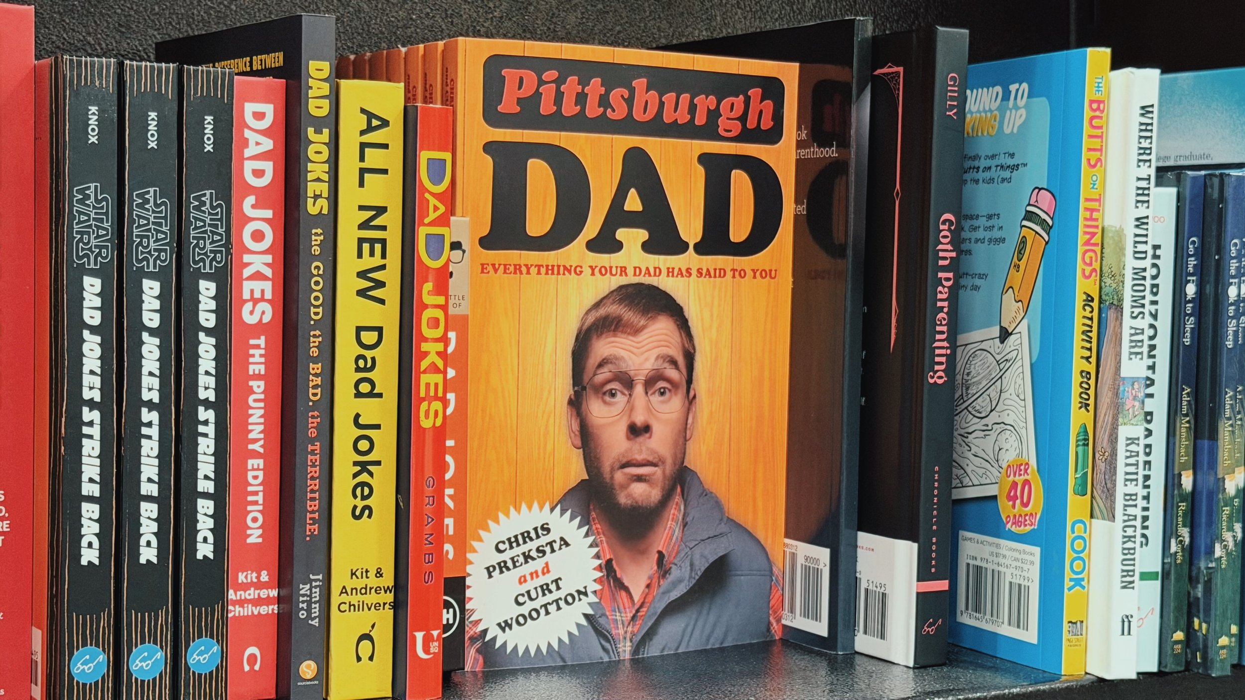 The Pittsburgh Dad book on the shelves of Barnes and Noble.