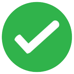 Green circular icon with a white checkmark