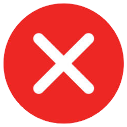Red circle with a white 'X' mark in the center.