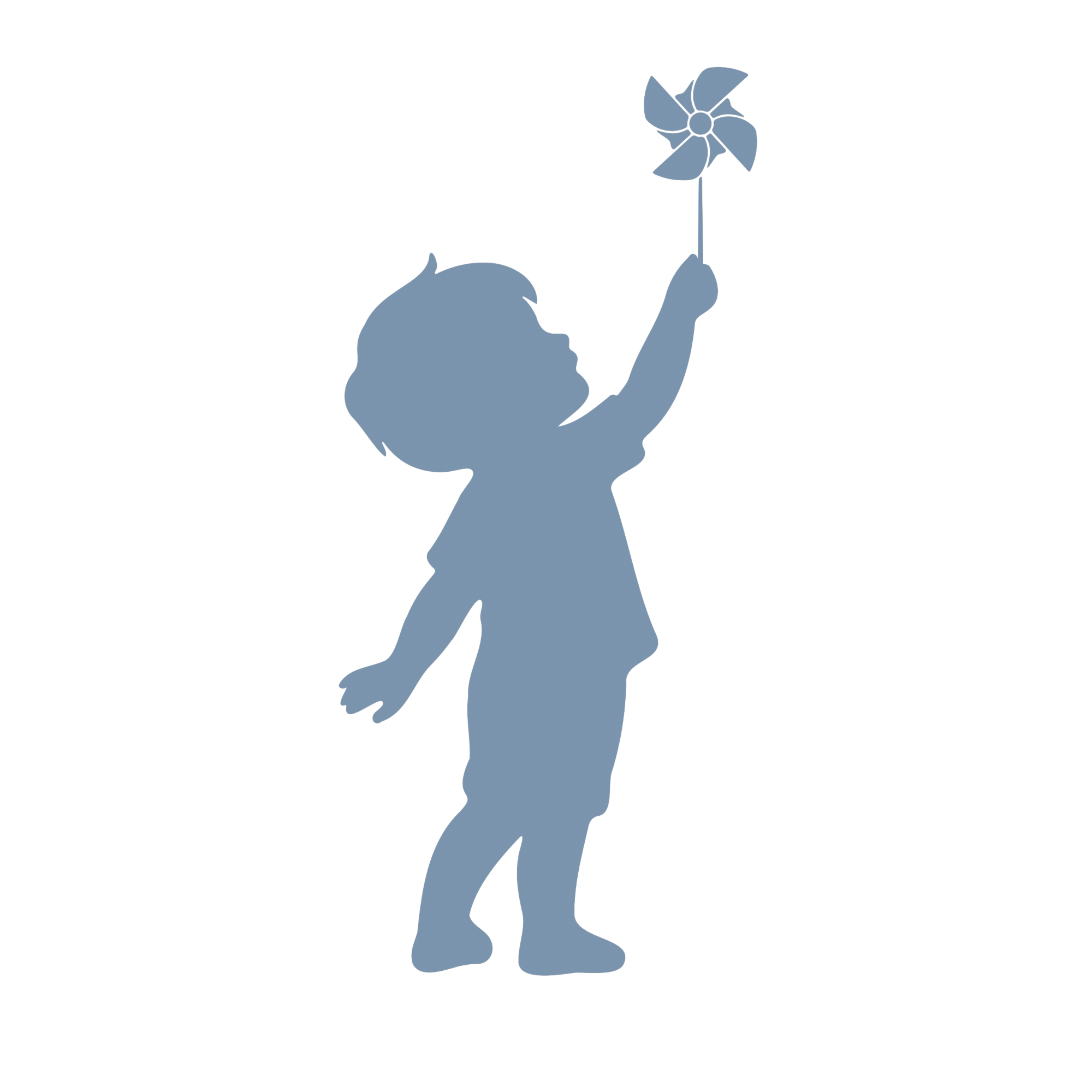 silhouette boy holding pinwheel