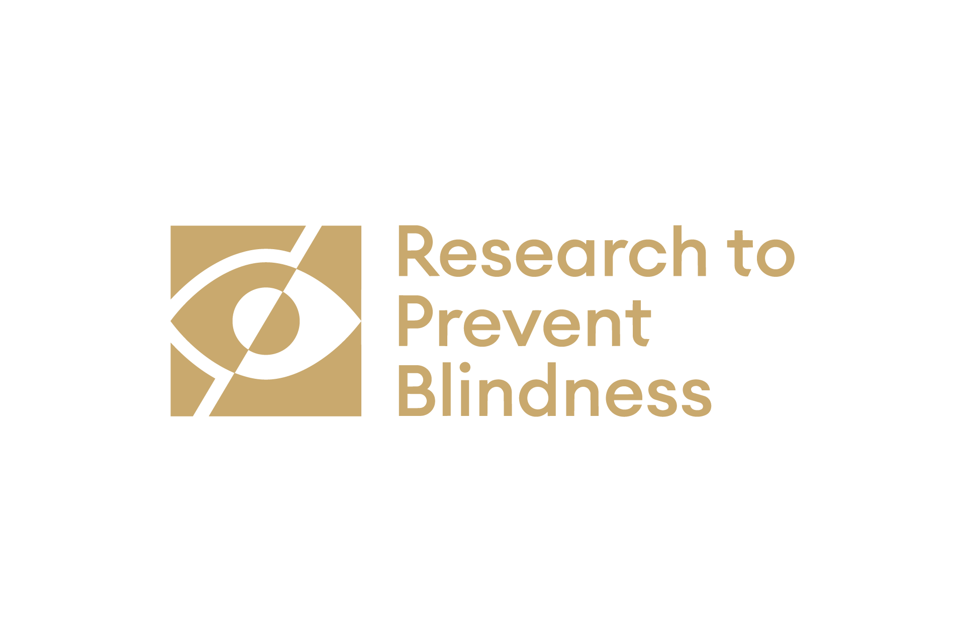 Logo of Research to Prevent Blindness with a black and beige eye icon and text.