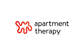Logo for Apartment Therapy website featuring a red squiggly line and black text