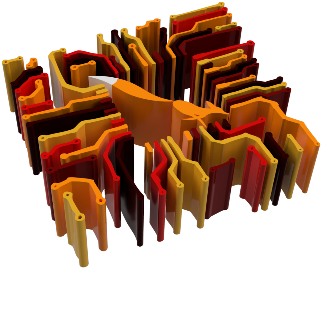 3D metallic Fox Chip logo with layered red, yellow, orange, and black colors.