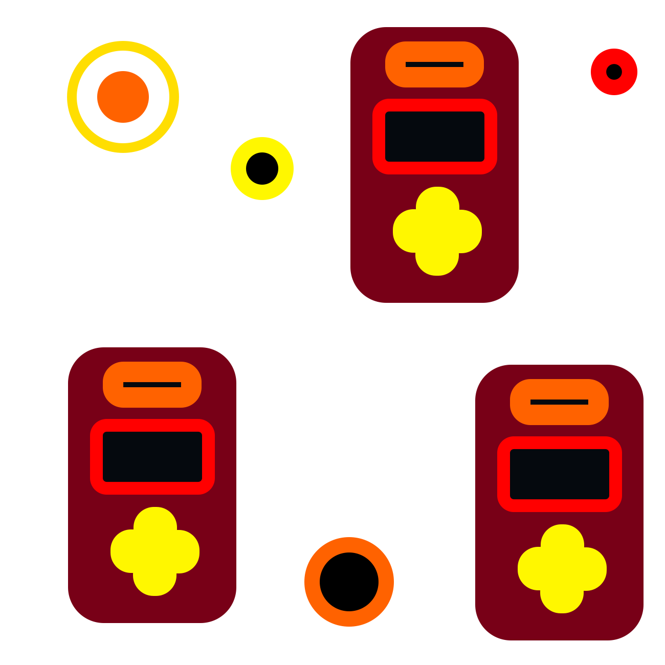 Graphic of three food delivery scooters connected by dotted lines, with circles and a target at the top left.