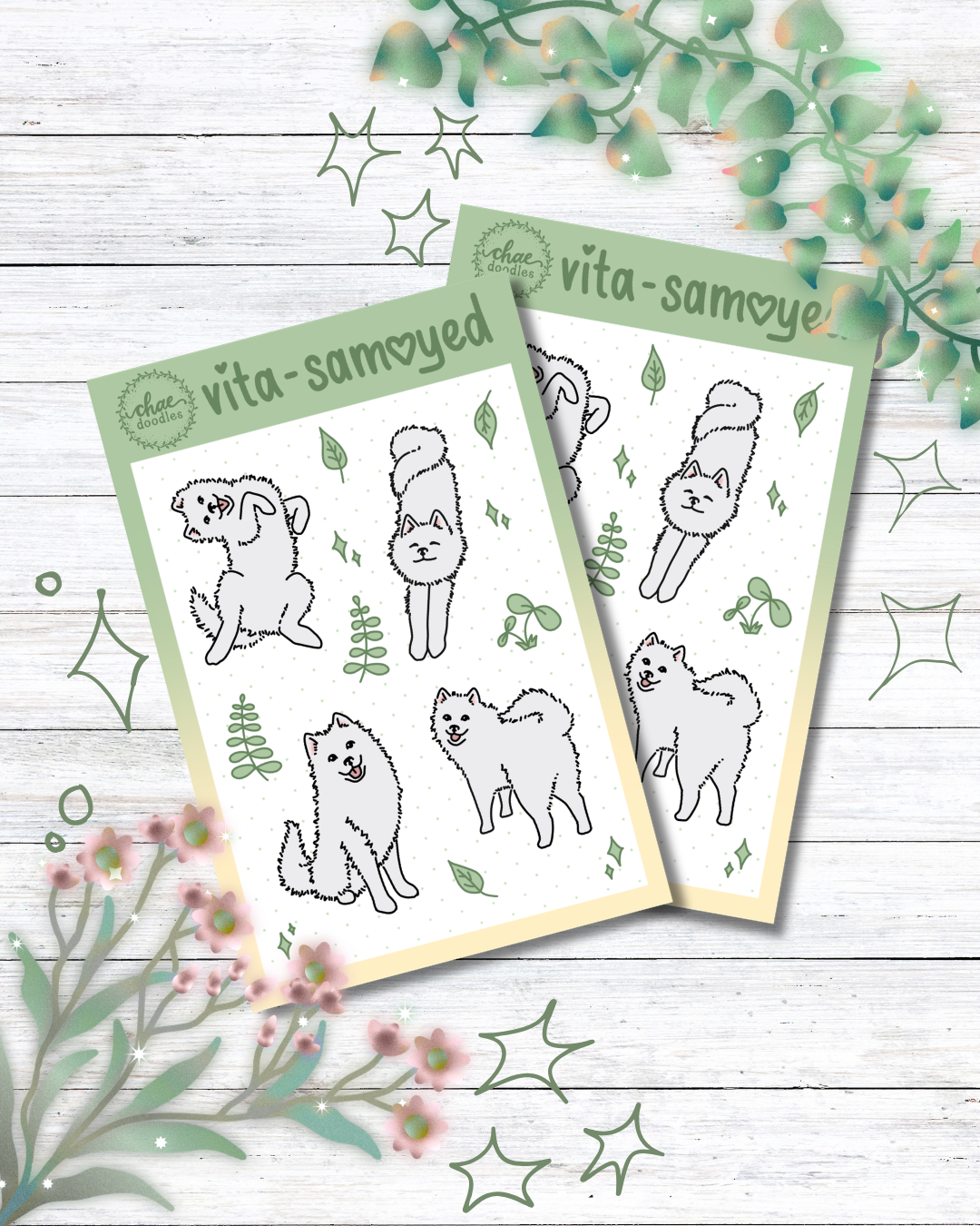 vita - samoyed sticker sheet
