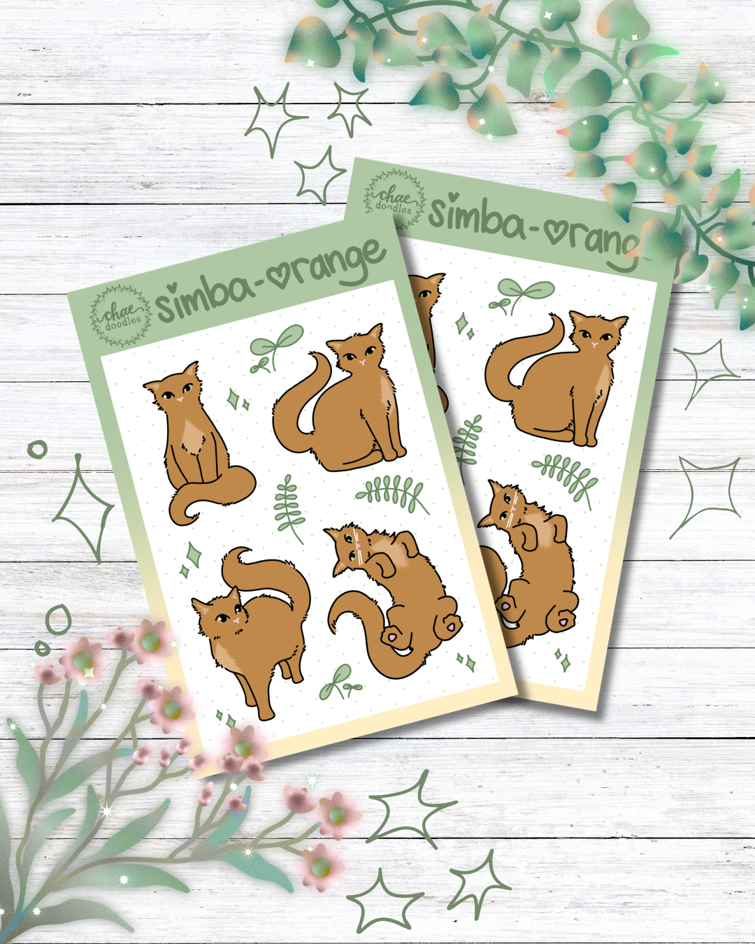 simba - orange cat sticker sheet