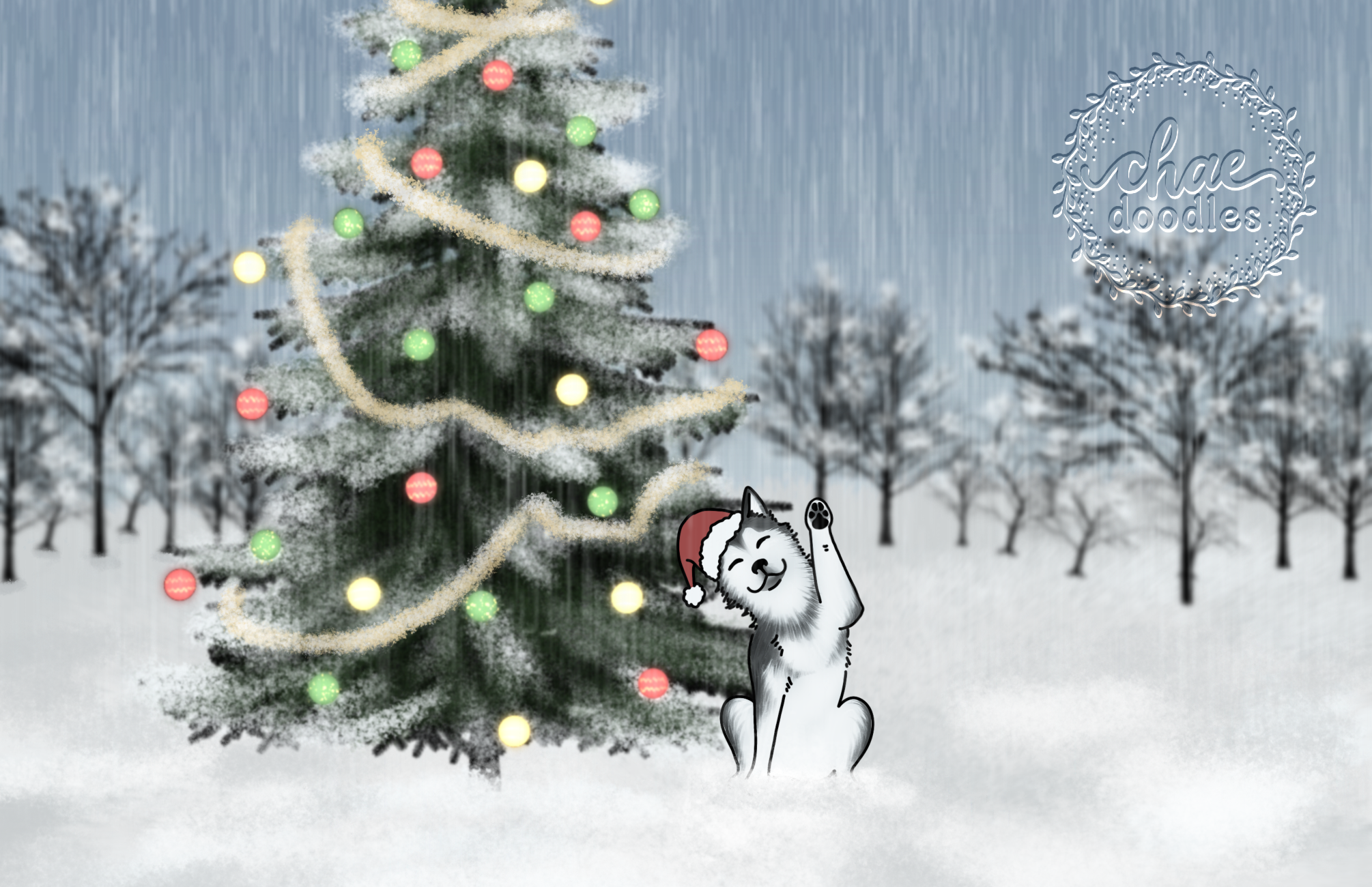 snow puppy - postcard