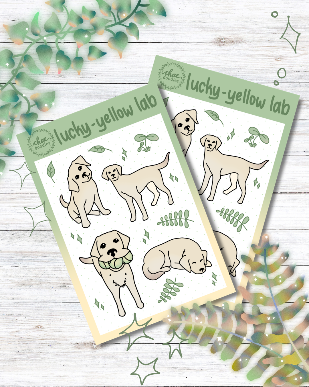 lucky - yellow lab sticker sheet