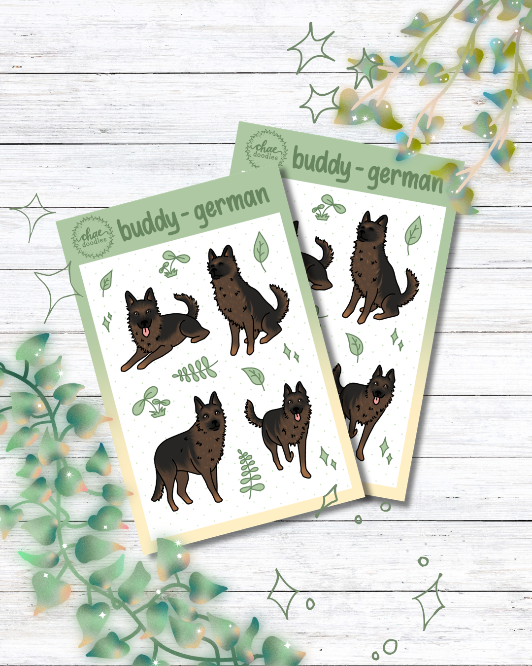 buddy - german shepherd sticker sheet