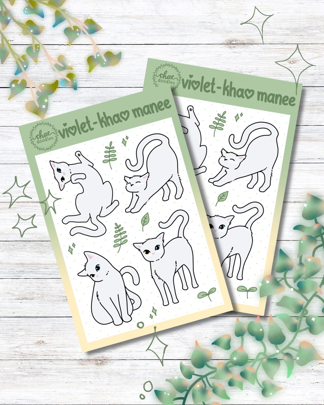 violet - khao manee sticker sheet