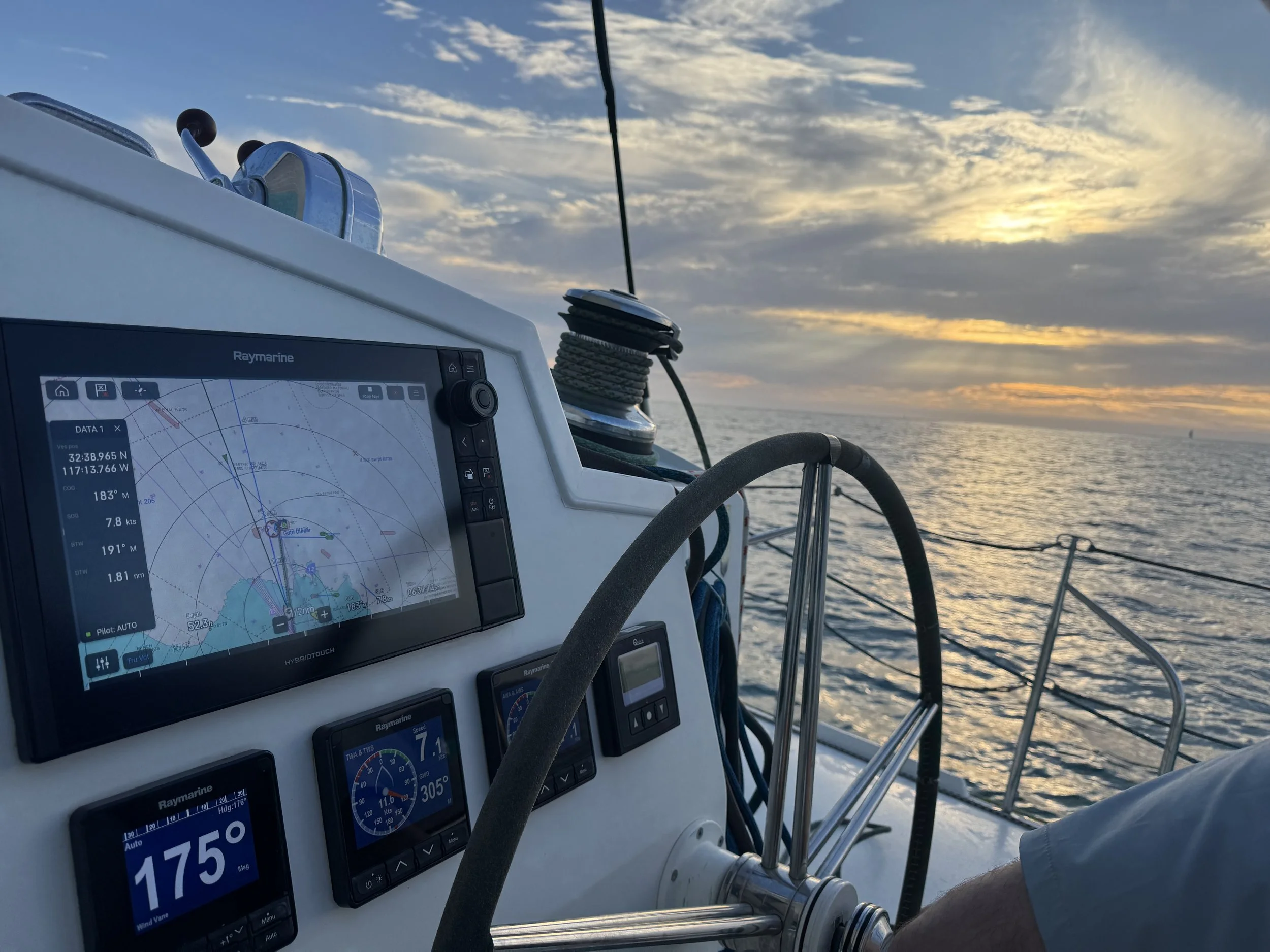 Raymarine MFD Electronics and autopilot on catamaran sailboat