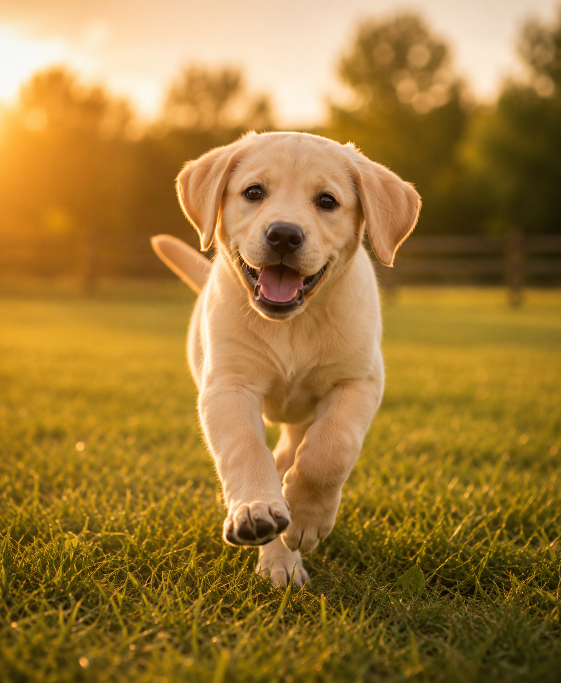 Young Yellow Labrador puppy learning confidence and engagement during an early puppy training session.
