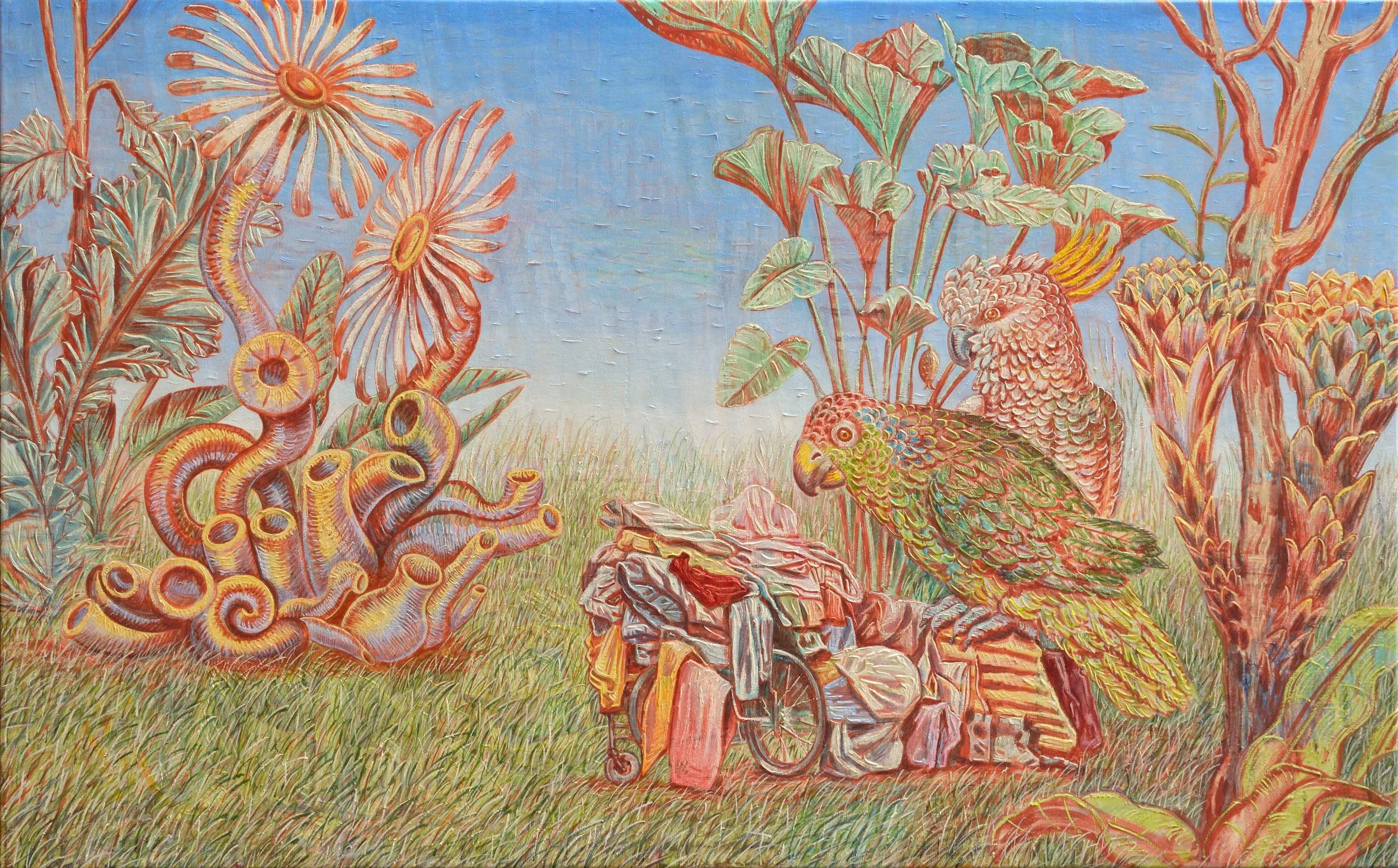 Le butin, 2025, huile sur toile, 81x130 cm