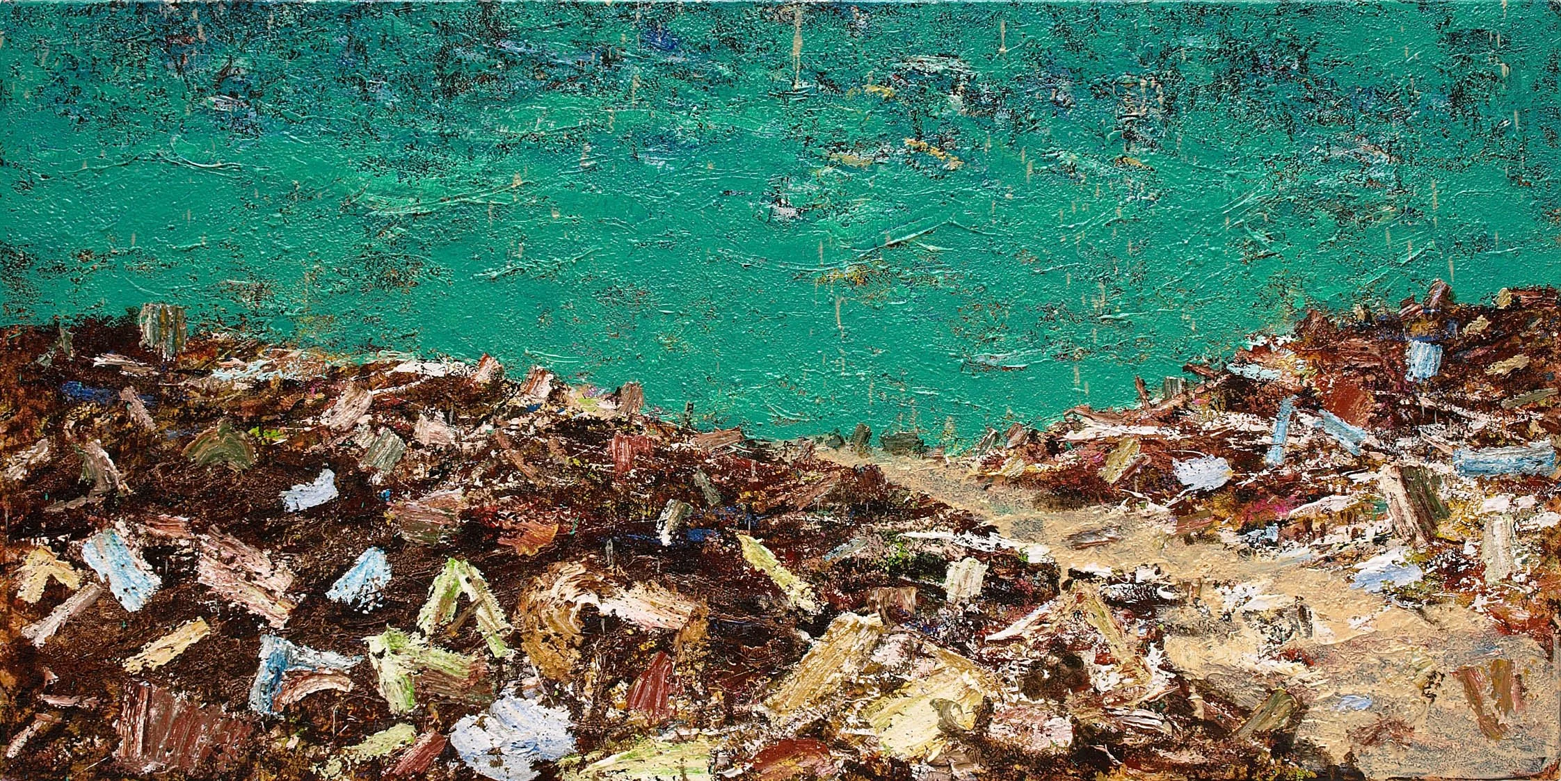 Décharge, 2008, huile sur toile, 60x120 cm