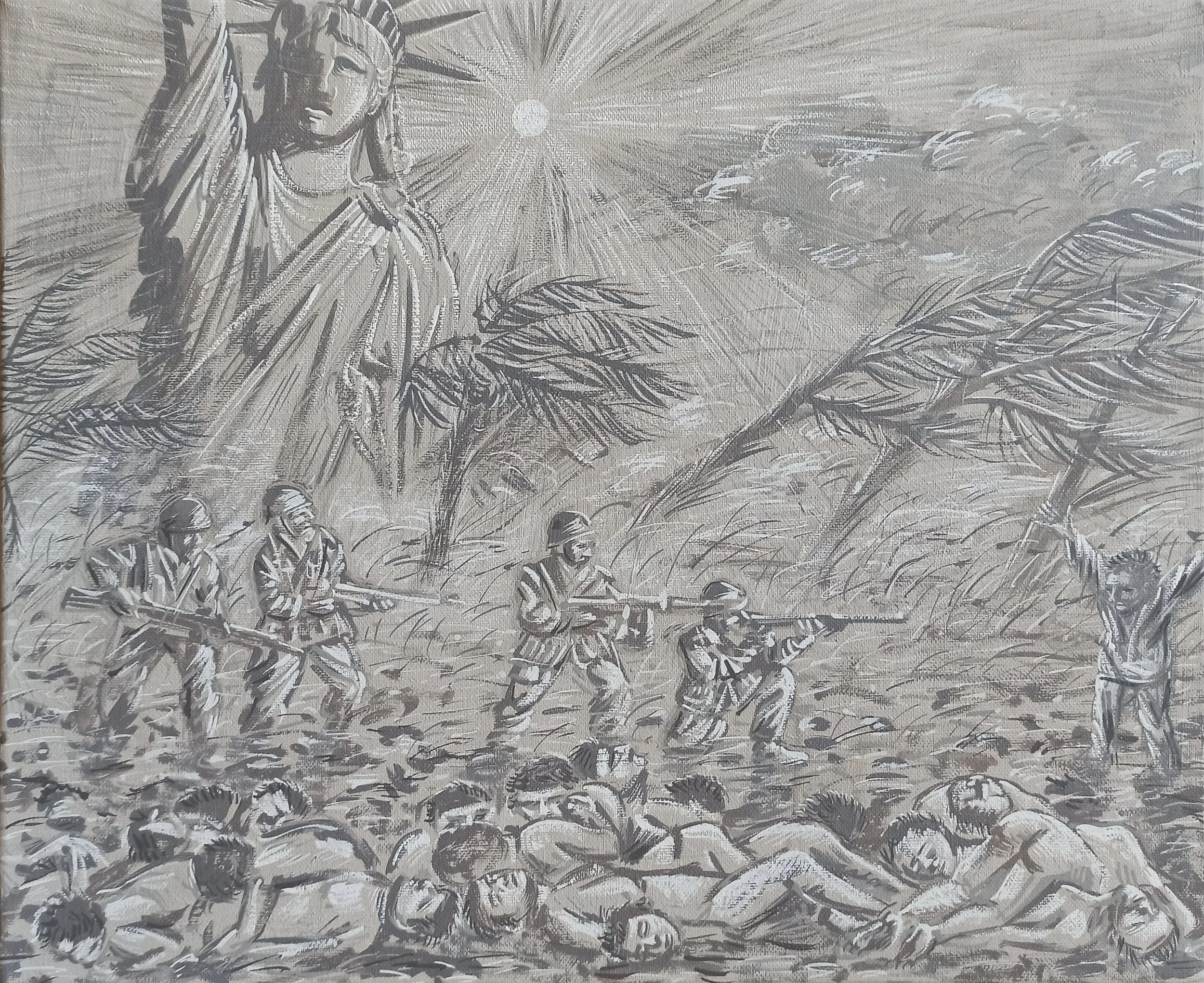 Liberté égalité fraternité, 2020, gouache sur toile, 38x46 cm