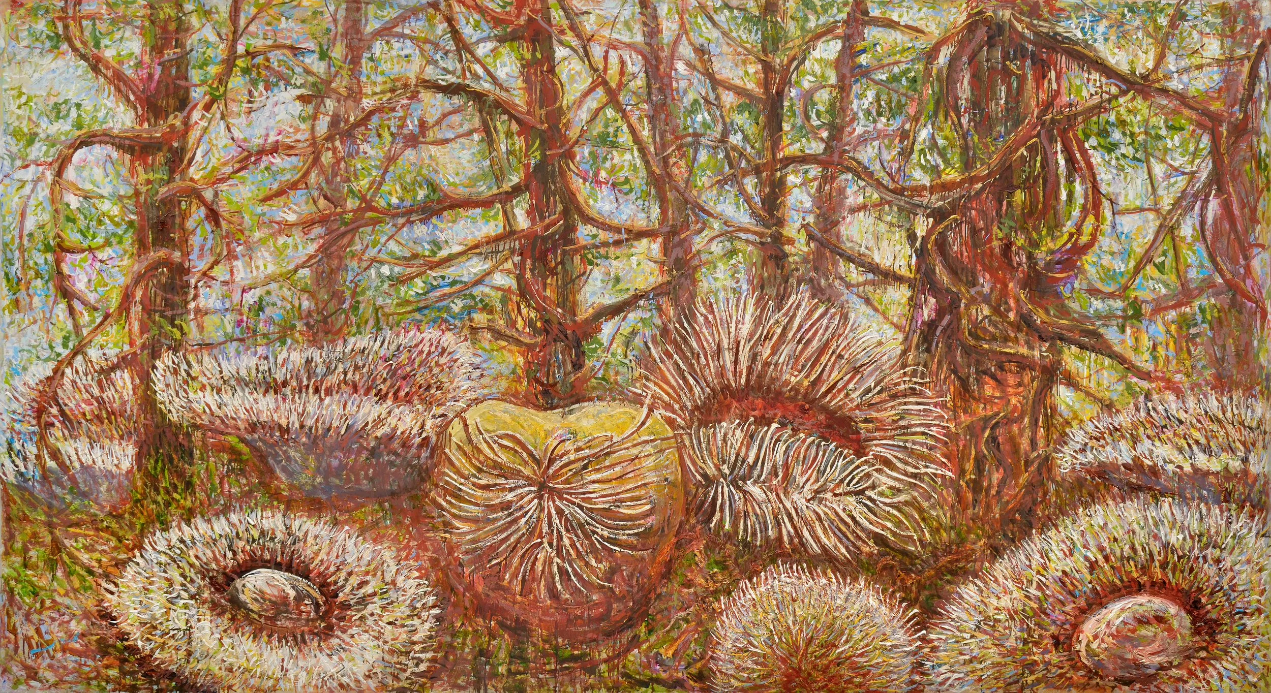 Narcopoli nascosta, 2017, huile sur papier, 150x295 cm 