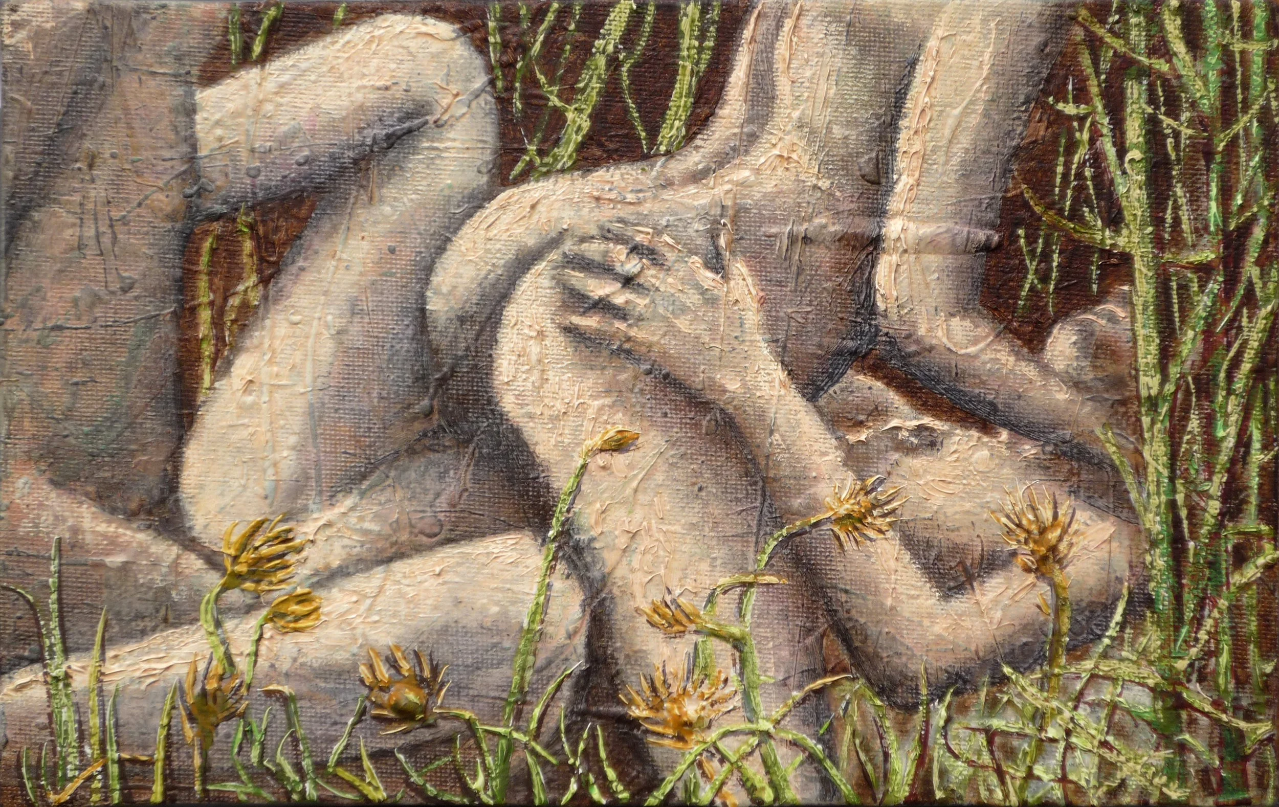 Herbes, 2016, Huile sur toile, 14x22 cm