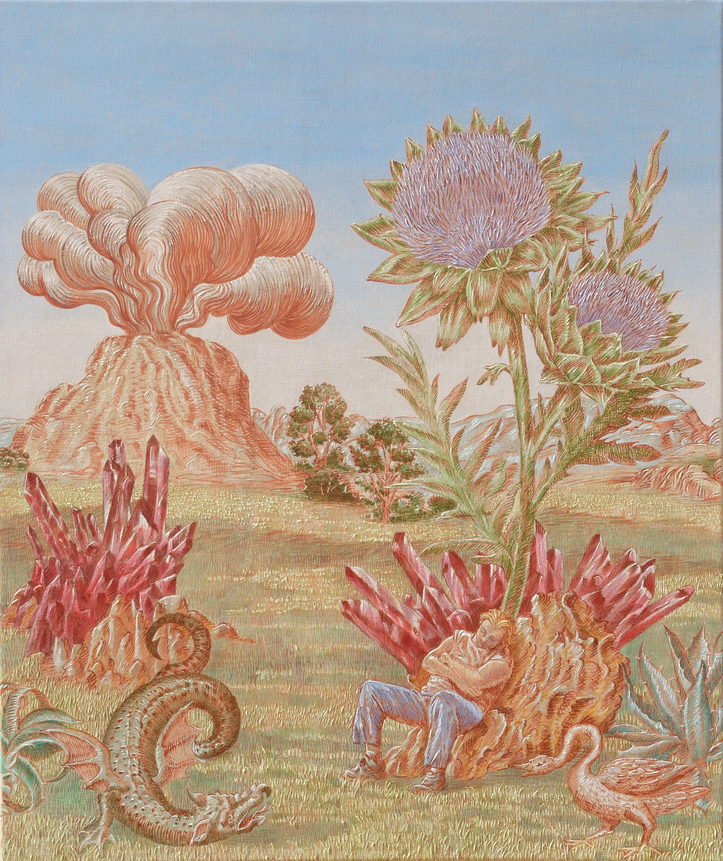 L’éruption, 2025, huile sur toile, 65x54 cm