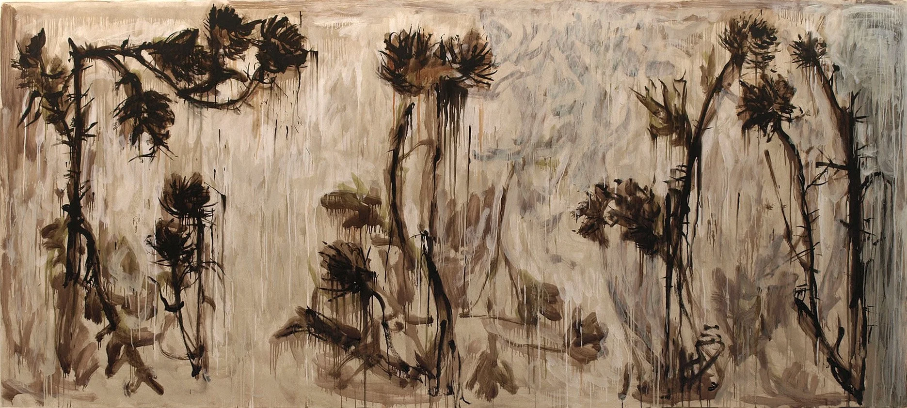 Carduus, 2013, huile sur papier, 150x330 cm