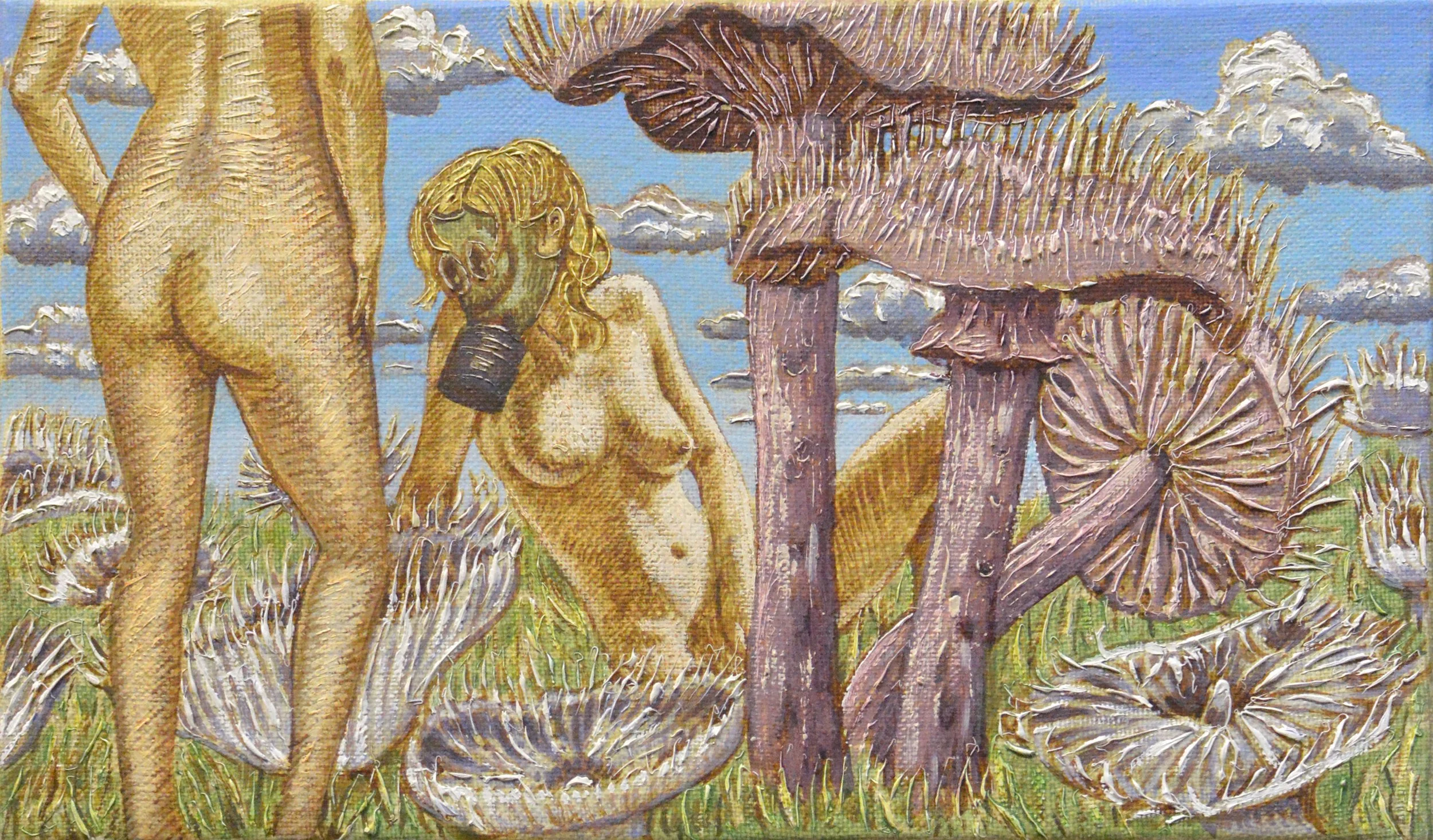 L'amour au temps du Covid II, 2020, huile sur toile, 16x27 cm