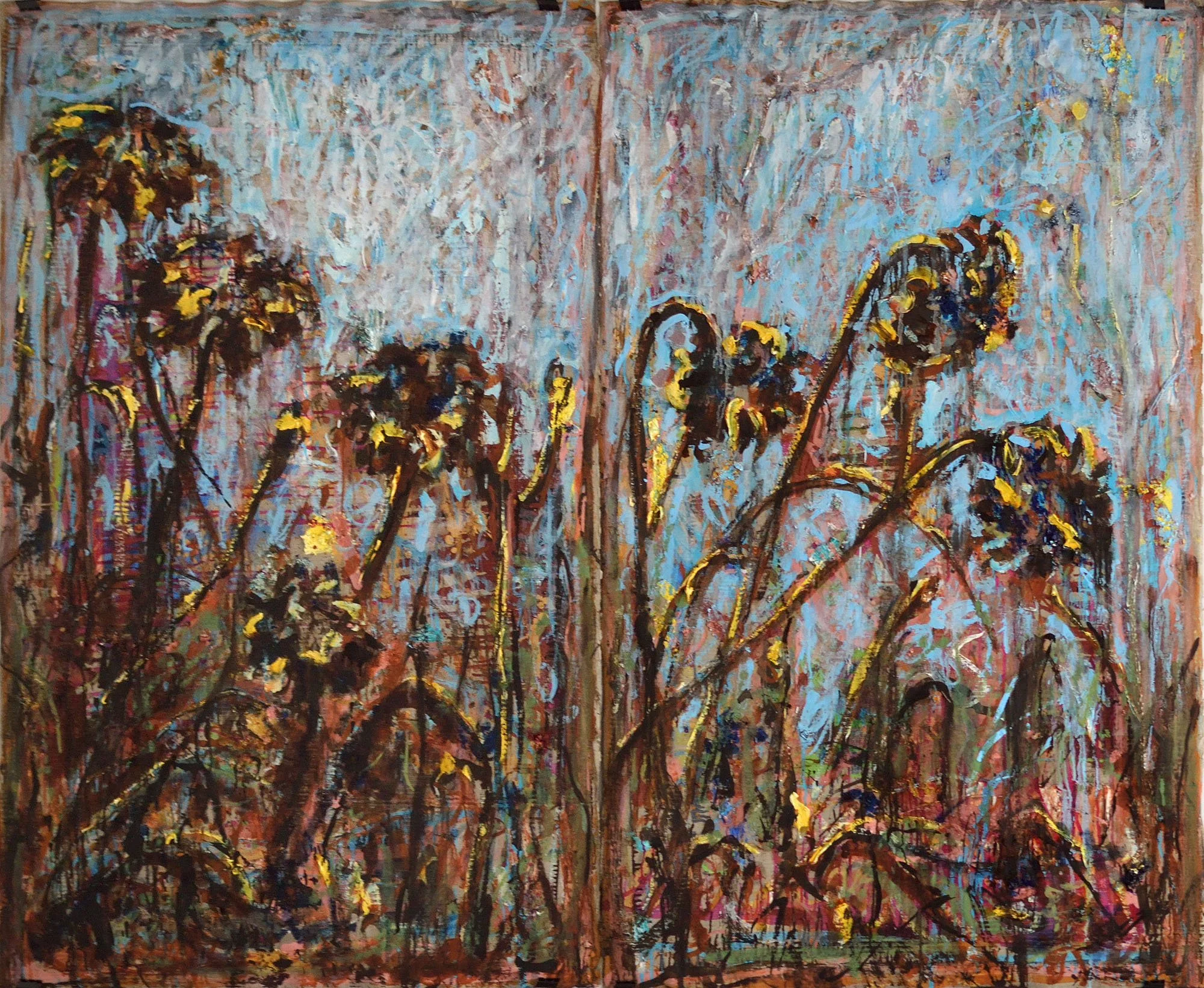 Chardons, 2013, huile sur papier, 180x180 cm