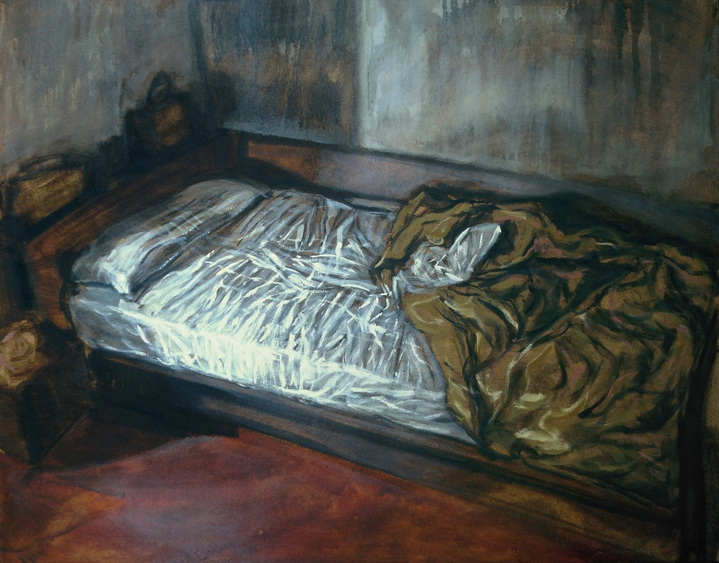 Lit défait, 1995, huile sur toile, 80x100 cm