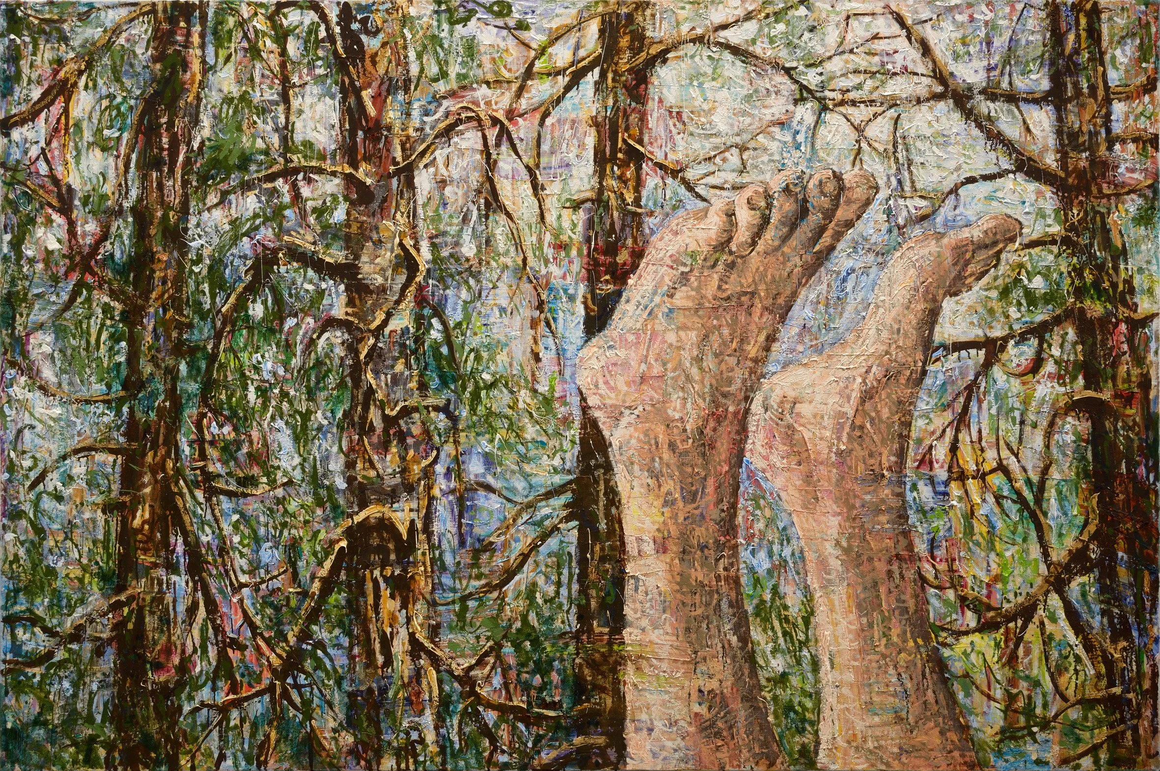 Cedrus libanji with pedis rovesciata, 2013, huile sur toile, 130x195 cm