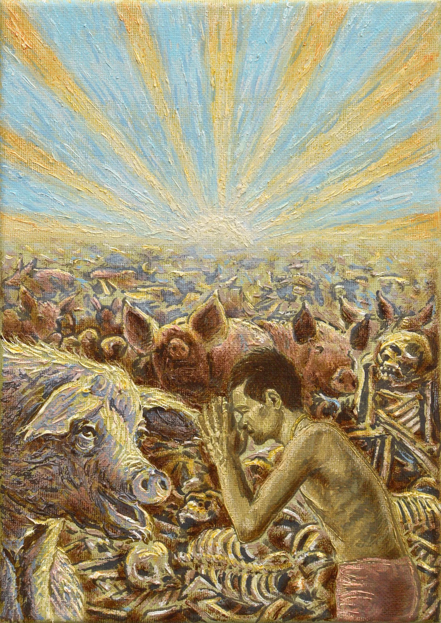 Prière, 2018, huile sur toile, 29x17 cm