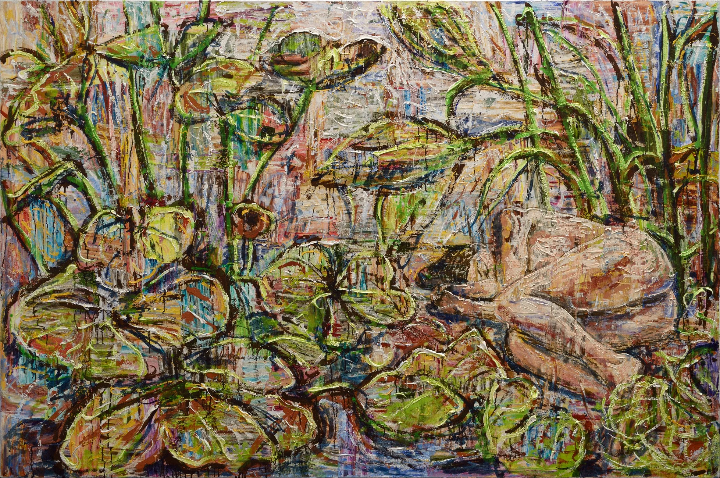 Begoniias und autres, 2013, huile sur toile, 130x195 cm 