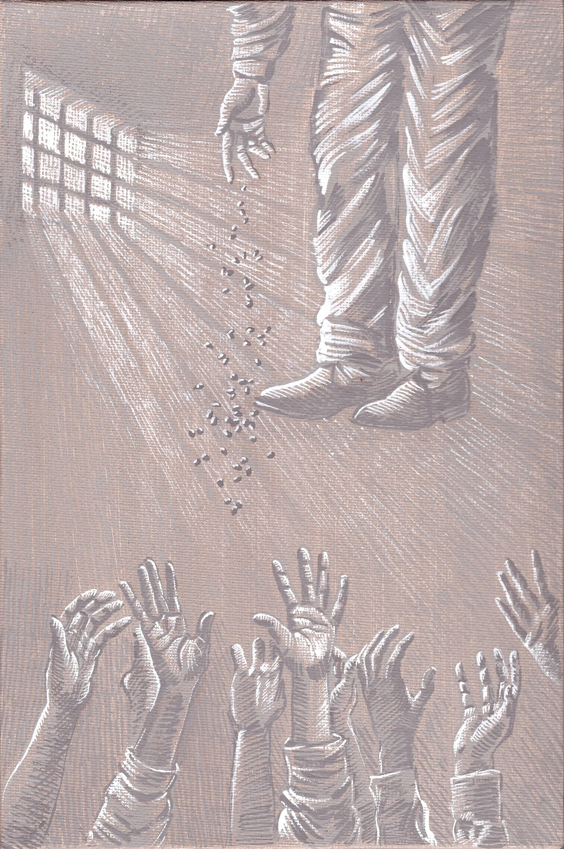 Seeds, 2020, gouache sur toile, 16x24 cm