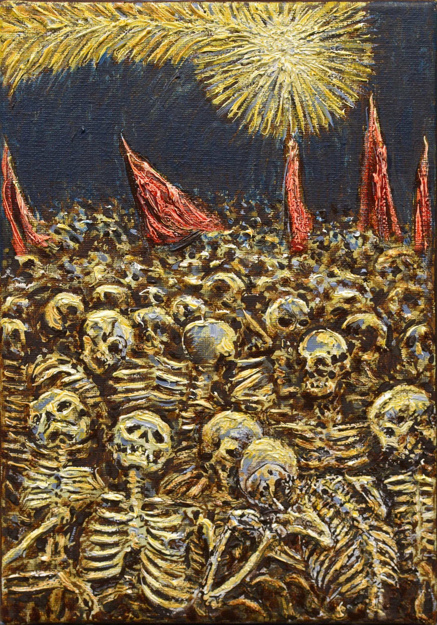 Manif, 2018, huile sur toile, 29x17 cm