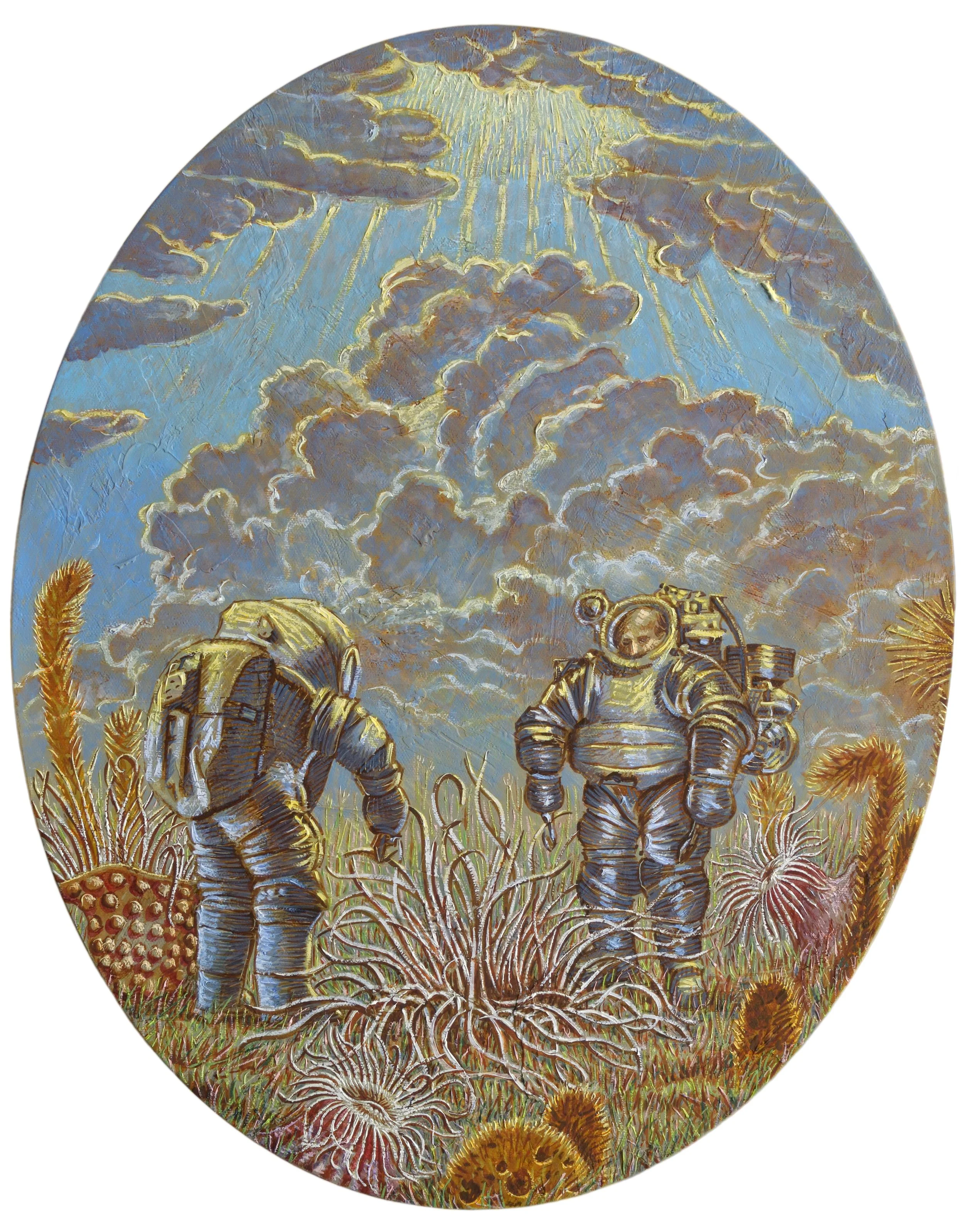 Les chercheurs, 2021, huile sur toile, 50x40 cm