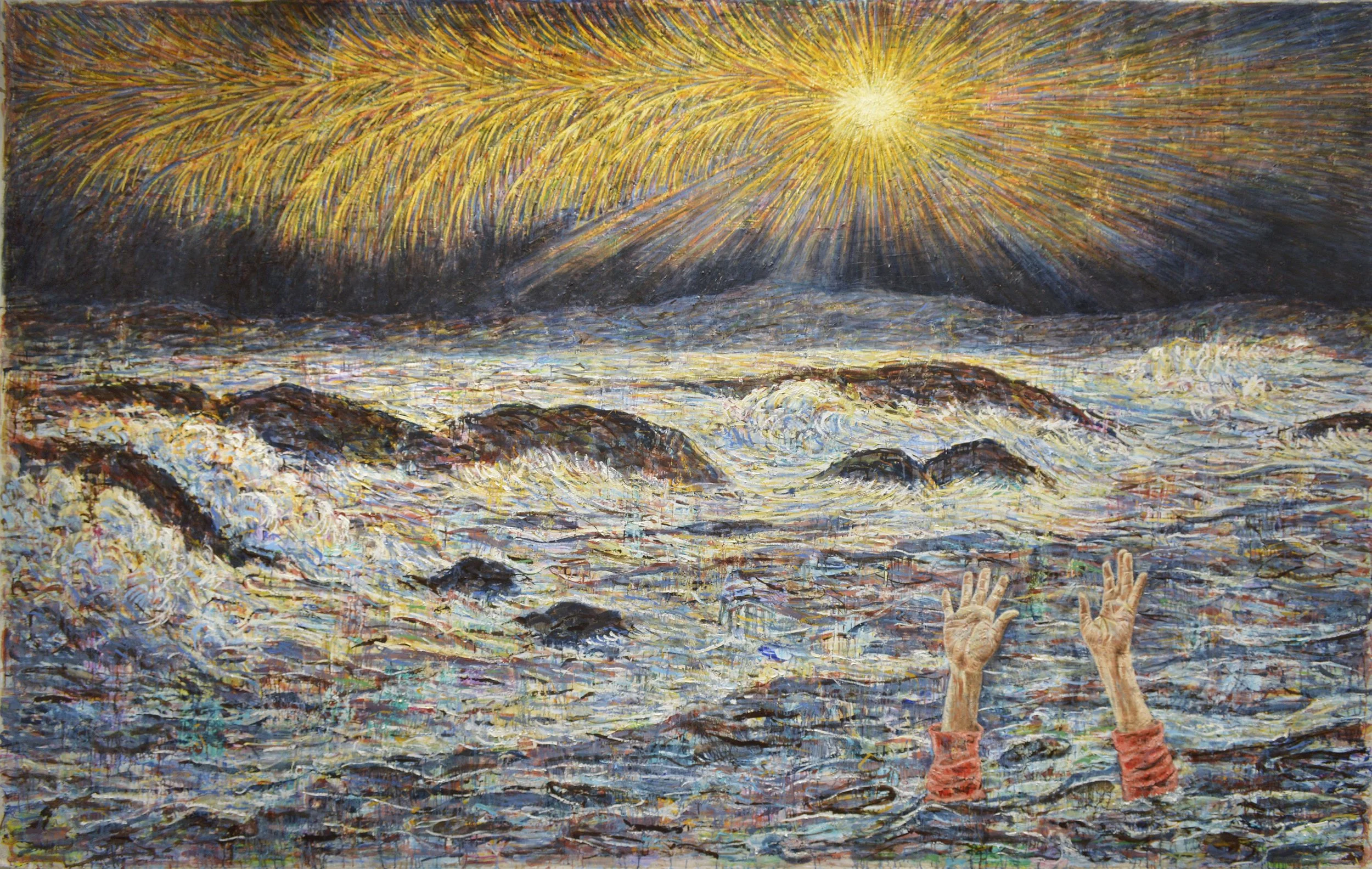 Naufrage, 2018, huile sur toile, 210x330 cm