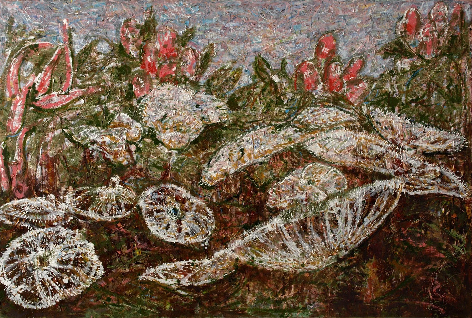 Anemoni in peperonis, 2012, huile sur toile, 130x195 cm