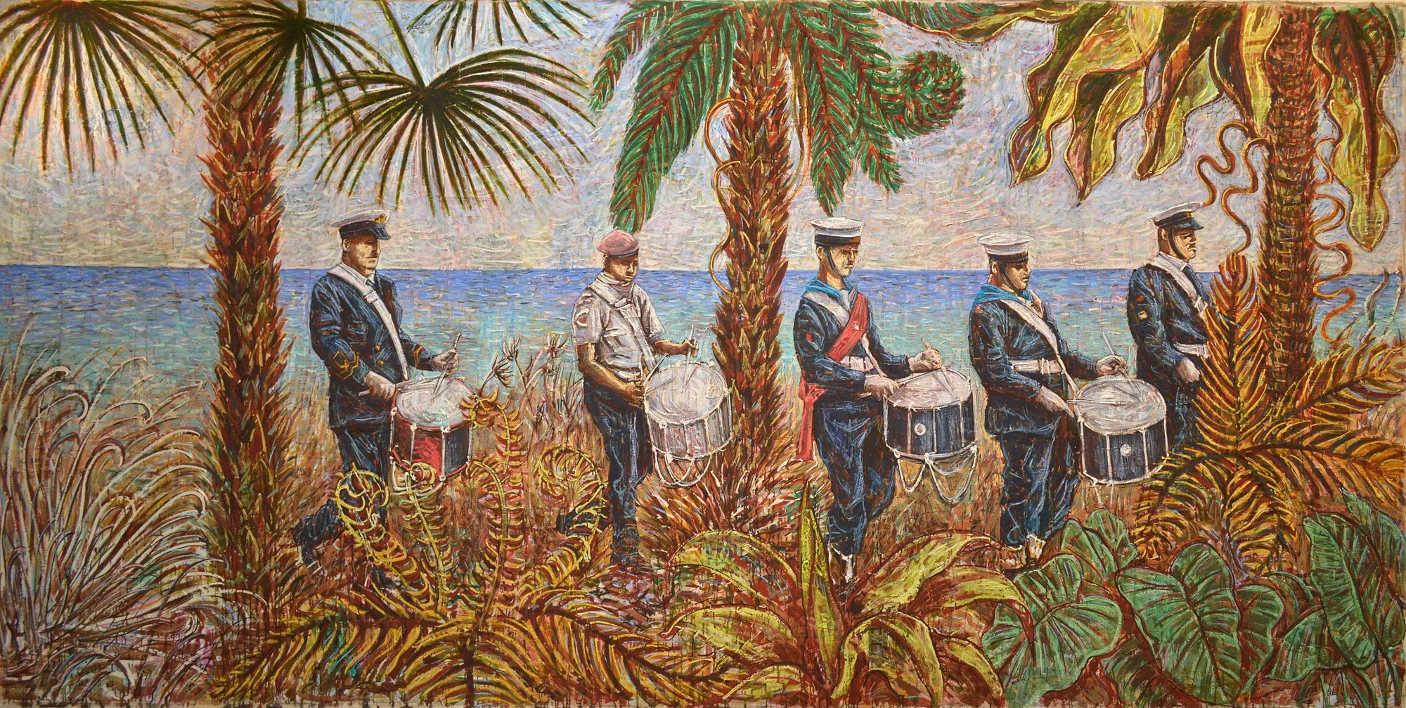 Fanfare militaire, 2019, huile sur toile, 165x330 cm